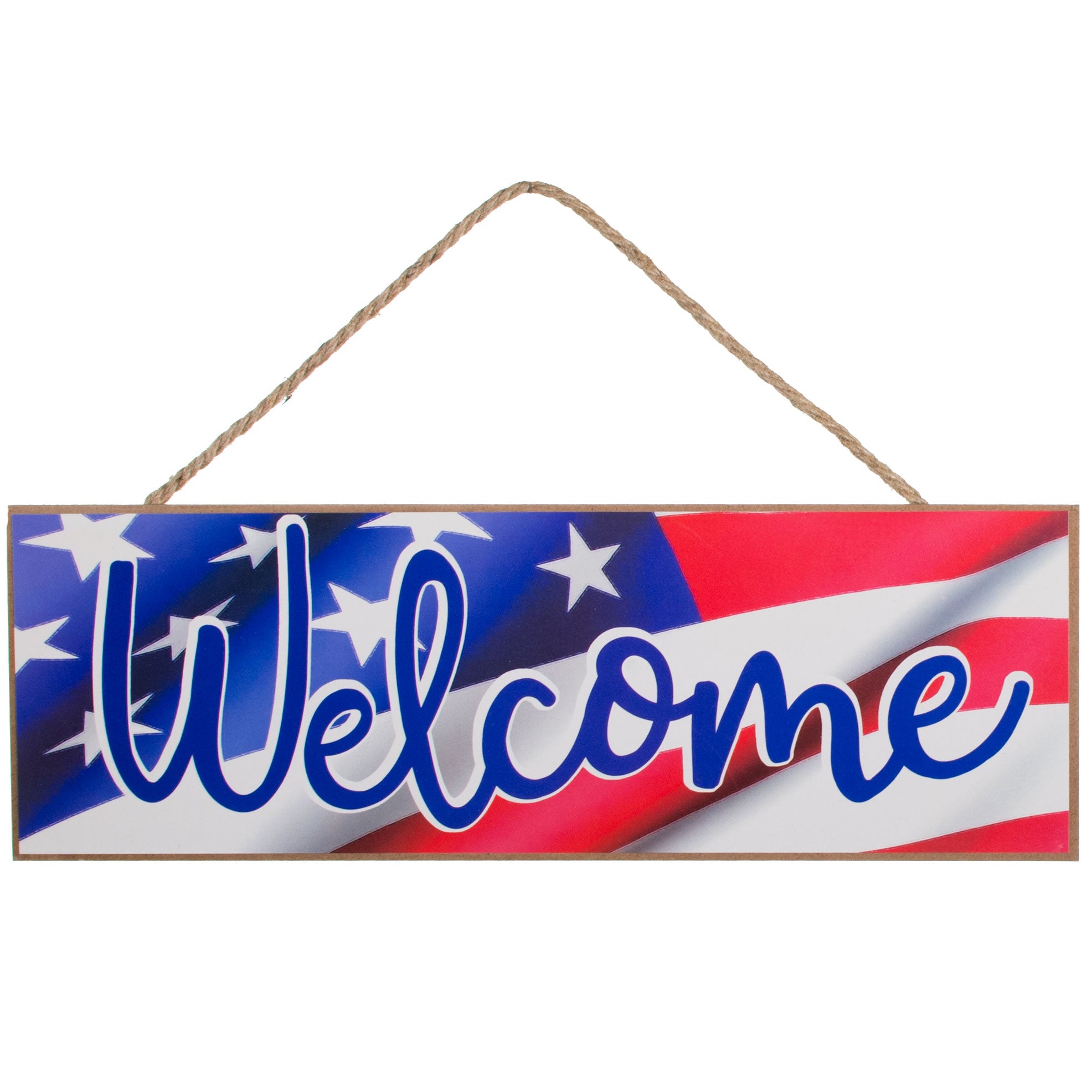 15" Wooden Sign: Welcome RWB Flag Item Number: AP8036