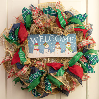 12" Wooden Sign: Welcome Snowmen Lifestyle Photo