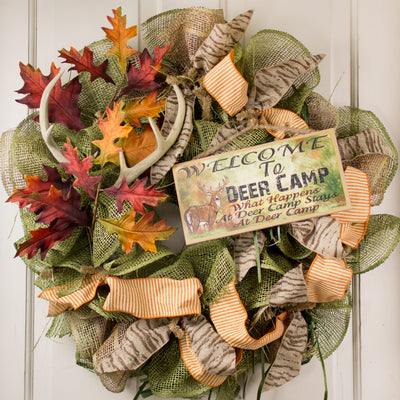 10" Wooden Sign: What Happens At Deer Camp Lifestyle Photo