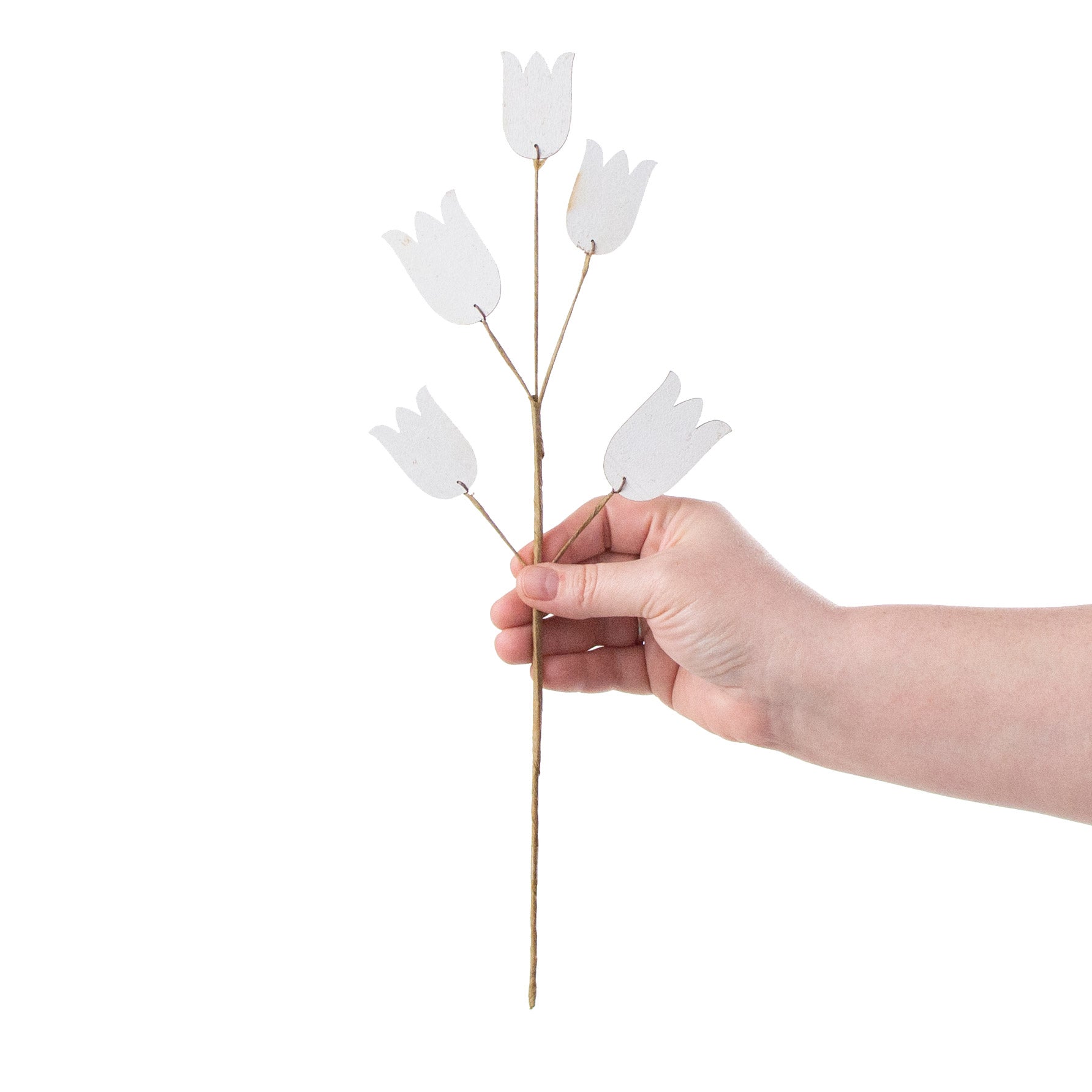 14" Wooden Tulip Pick: White detail photo 3