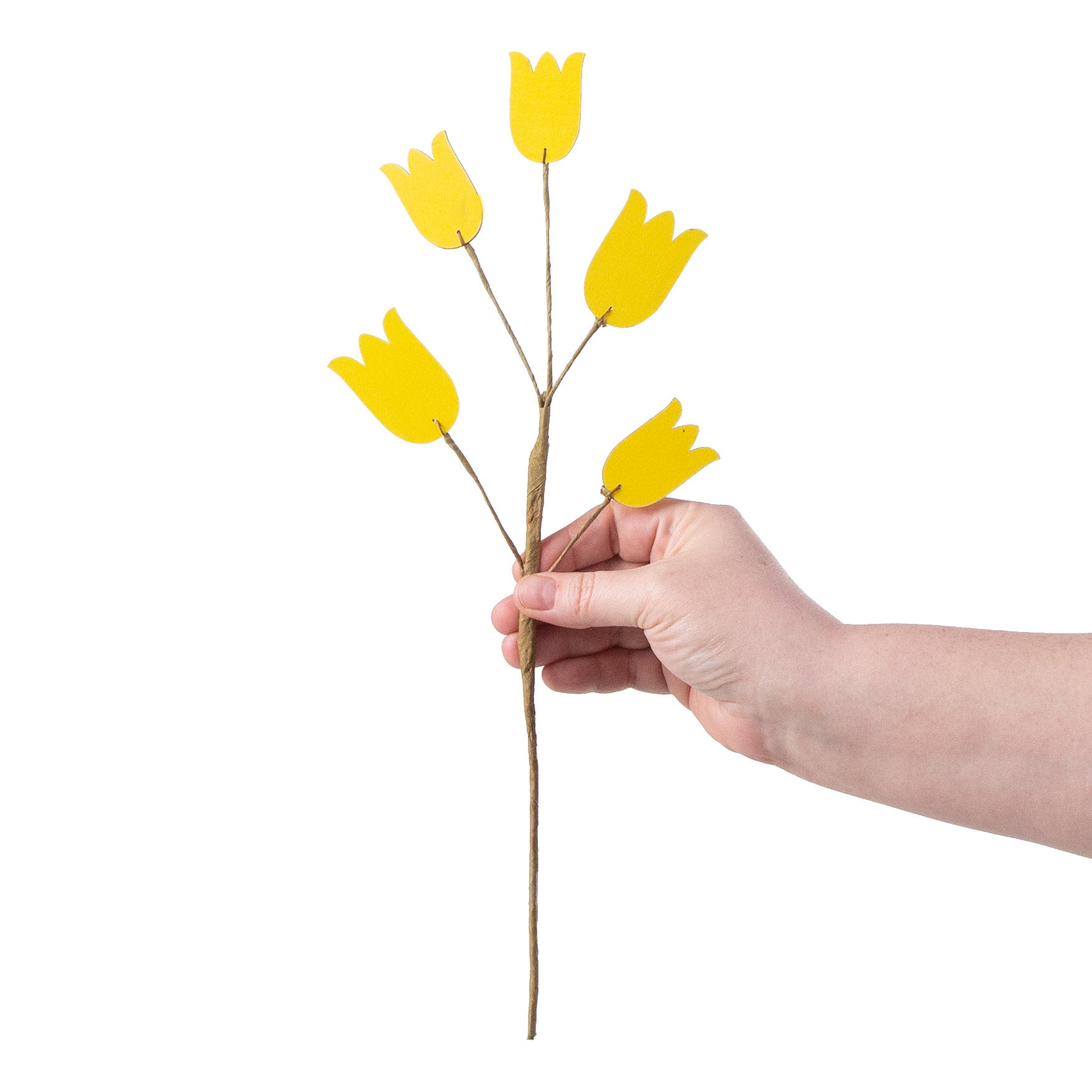 14" Wooden Tulip Pick: Yellow detail photo 3