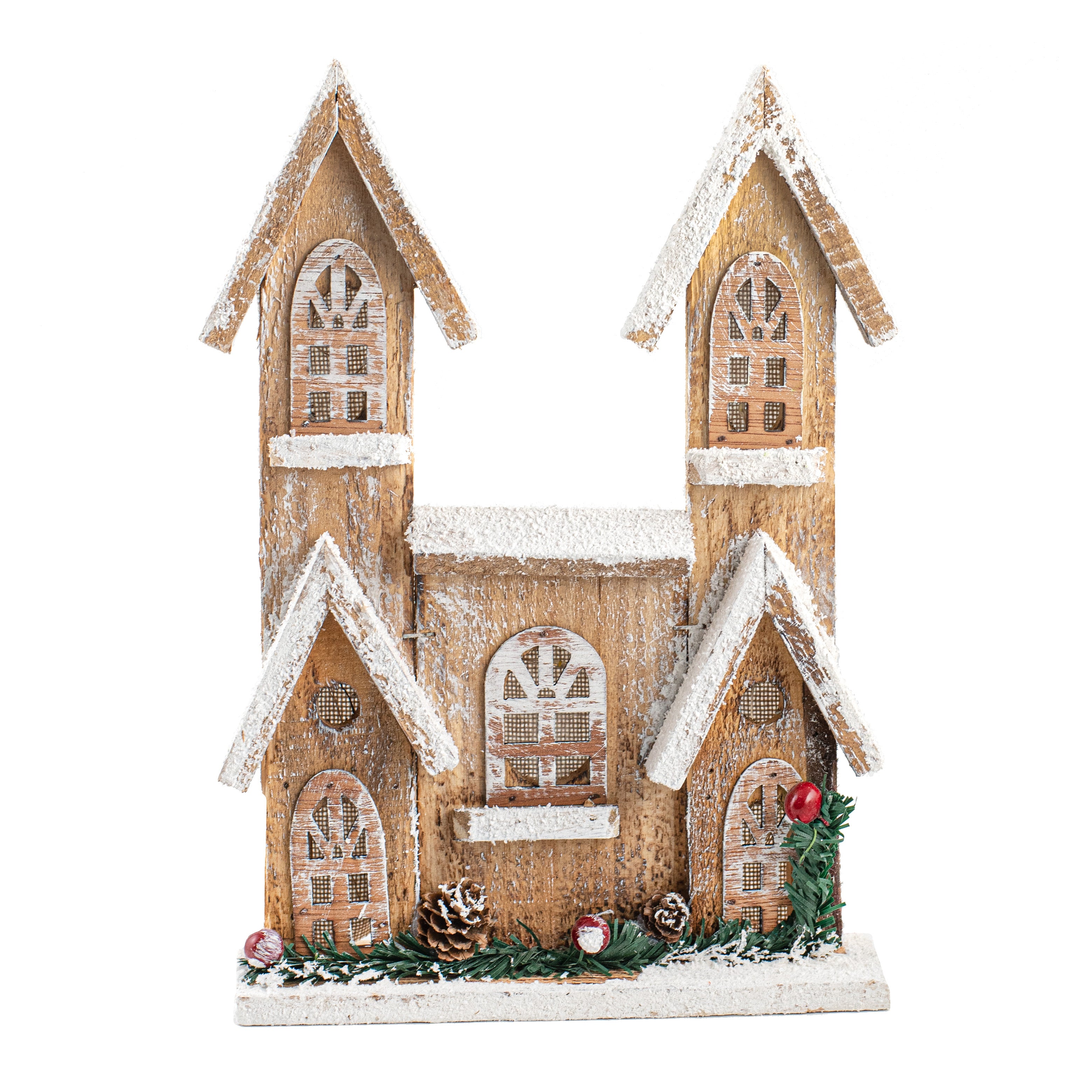 12" Wooden Winter House: Natural Item Number: 84014BN