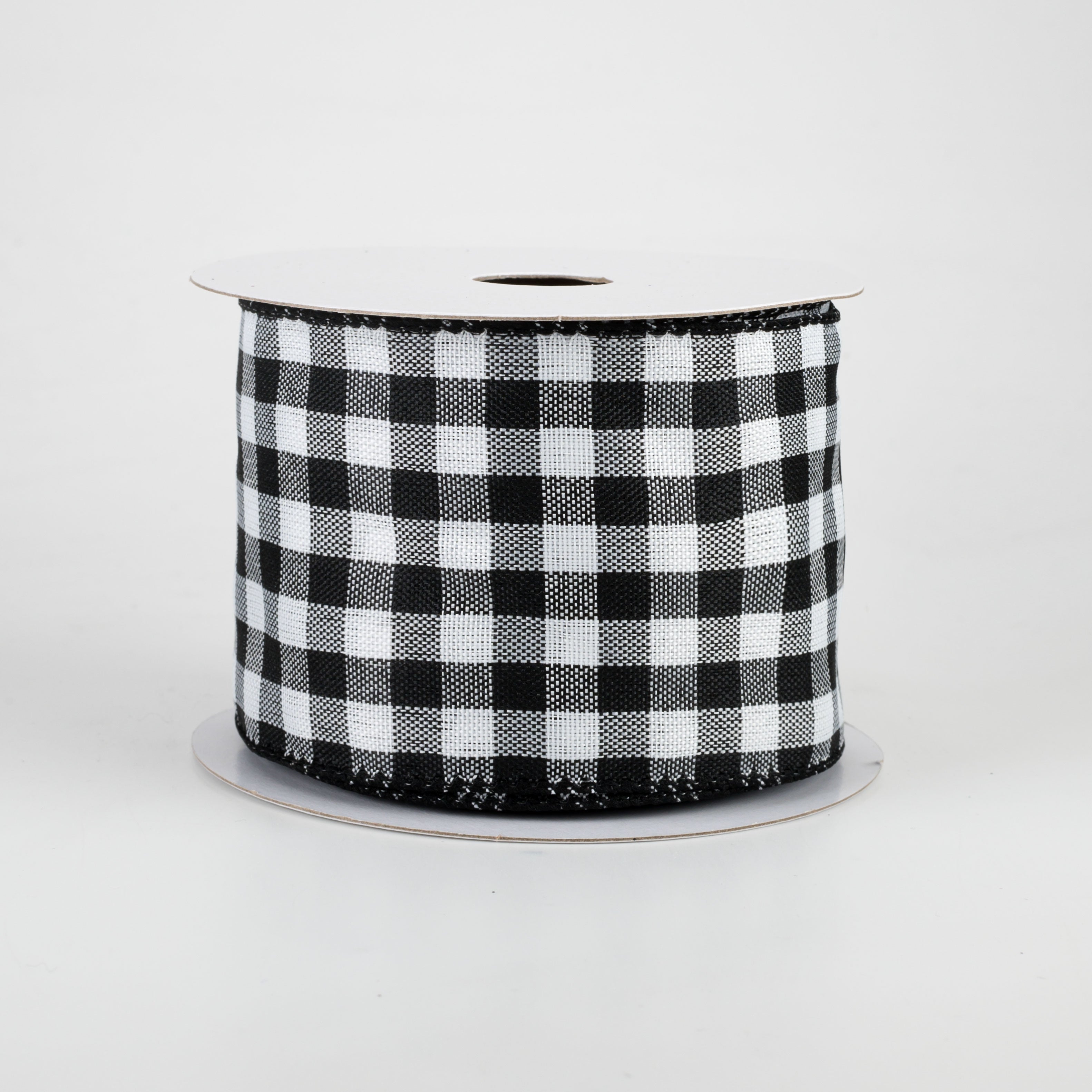 2.5" Woven Buffalo Plaid Ribbon: Black & White (10 Yards)