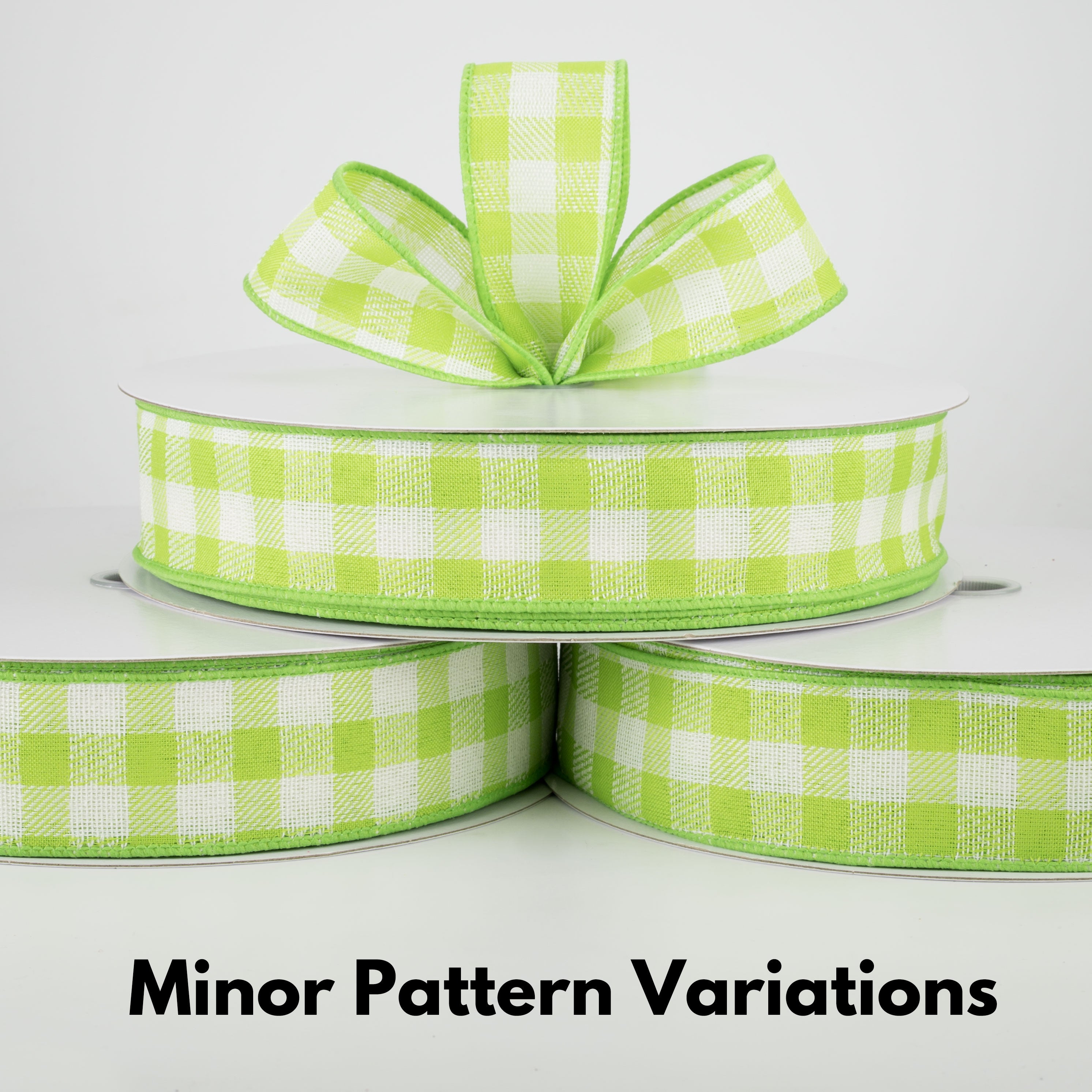 1.5" Woven Buffalo Plaid Ribbon: Lime & Cream (50 Yards) Lifestyle Photo