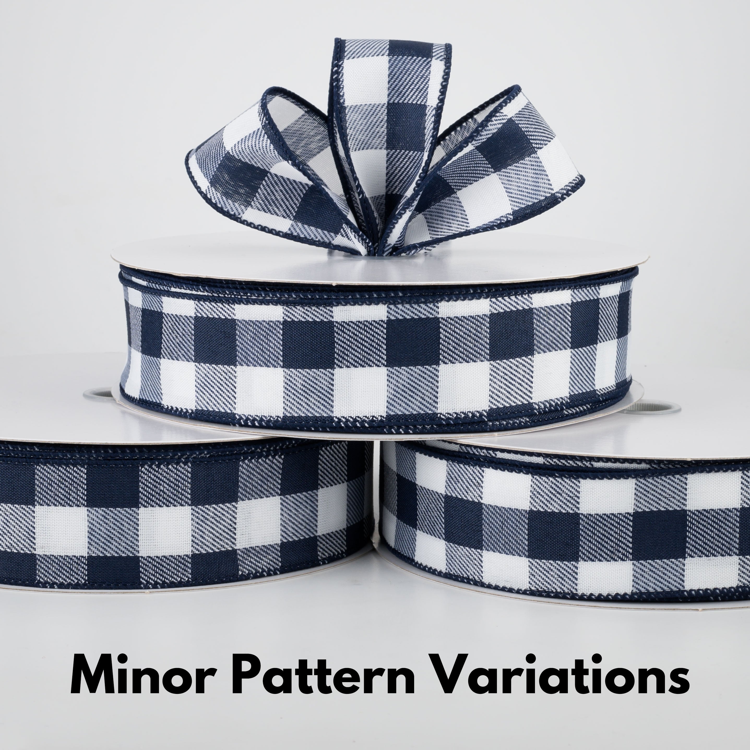 1.5" Woven Buffalo Plaid Ribbon: Navy & White (50 Yards) Lifestyle Photo