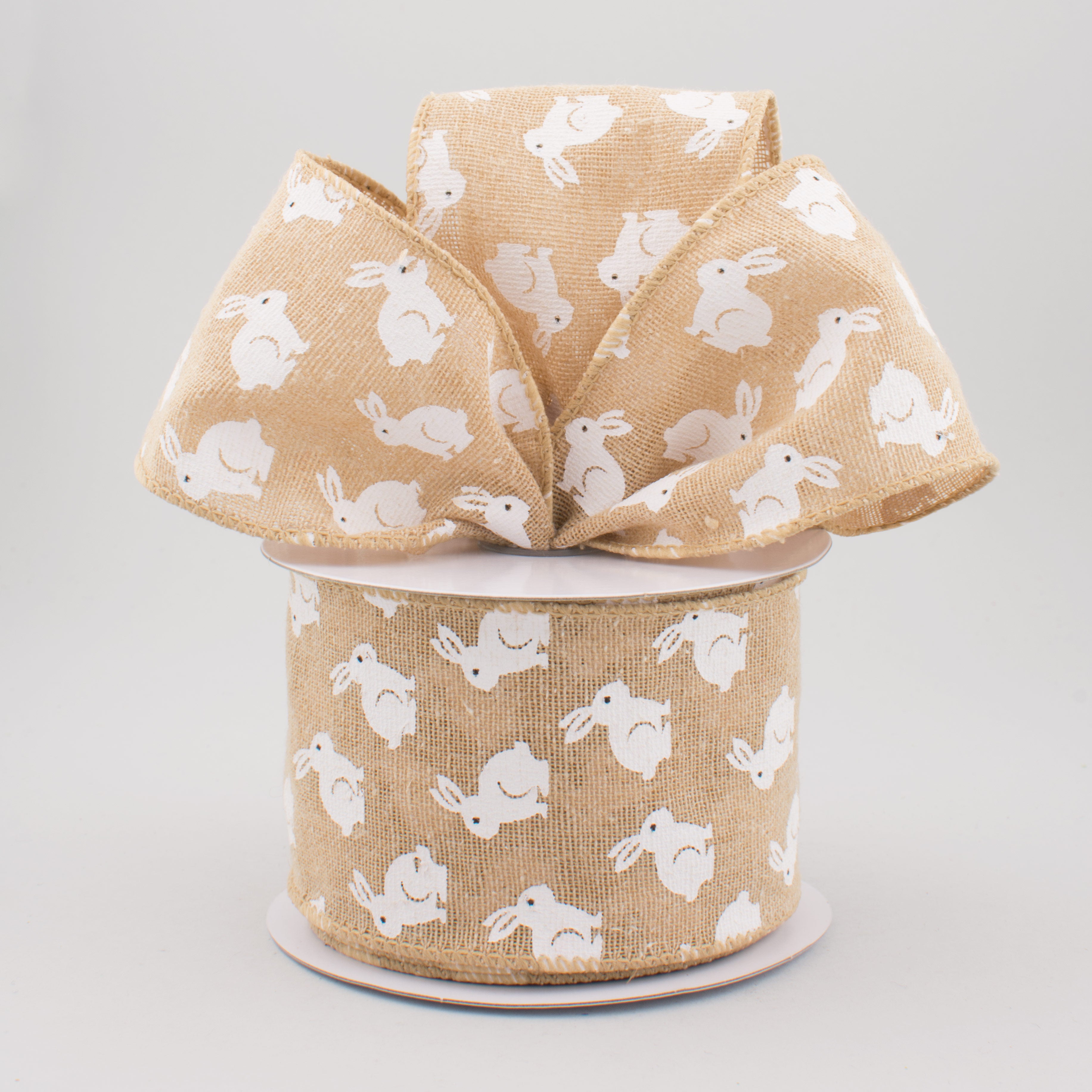 2.5" Woven Canvas White Bunny Ribbon: Natural (10 Yards) Lifestyle Photo