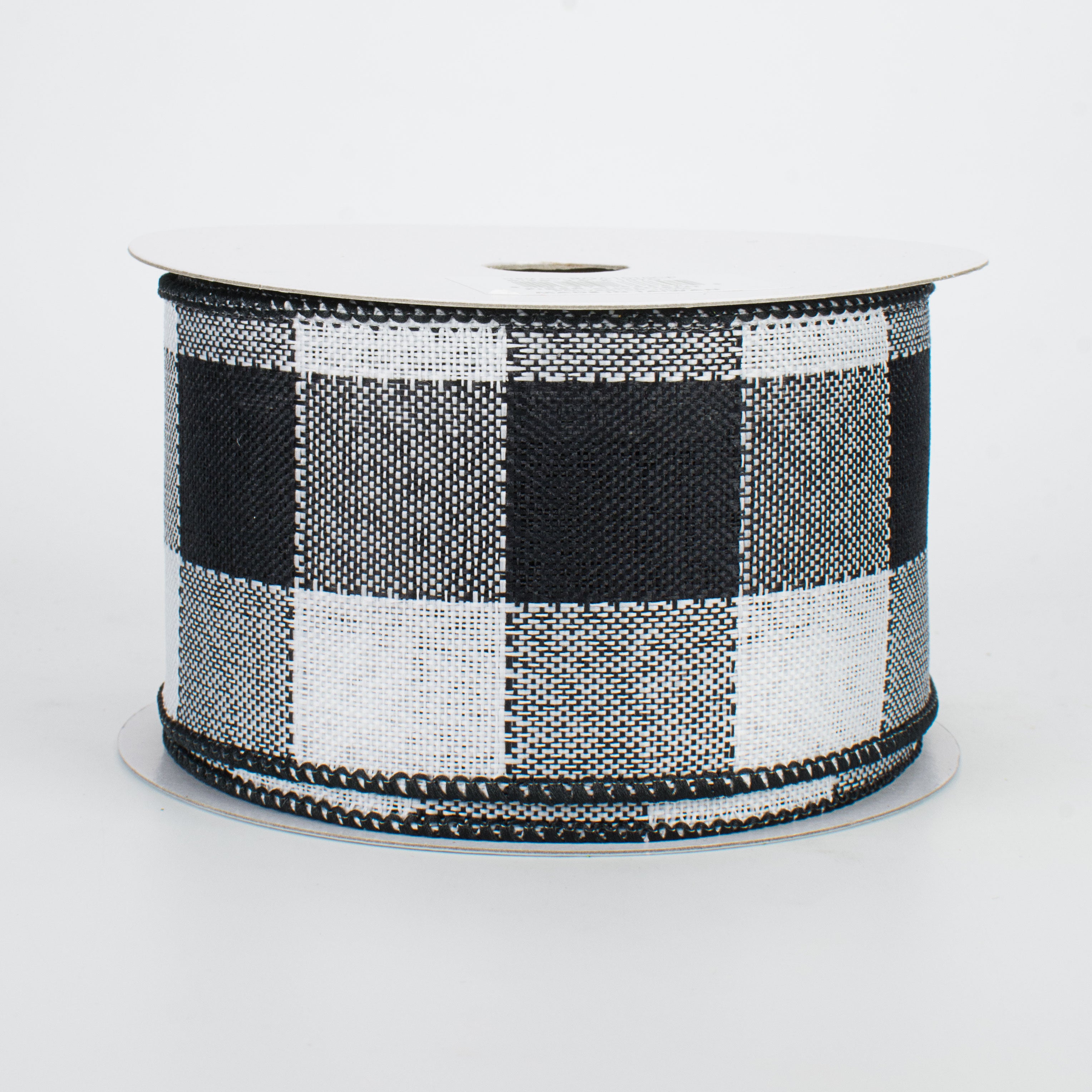 2.5" Woven Check Ribbon: Black & White (10 Yards)