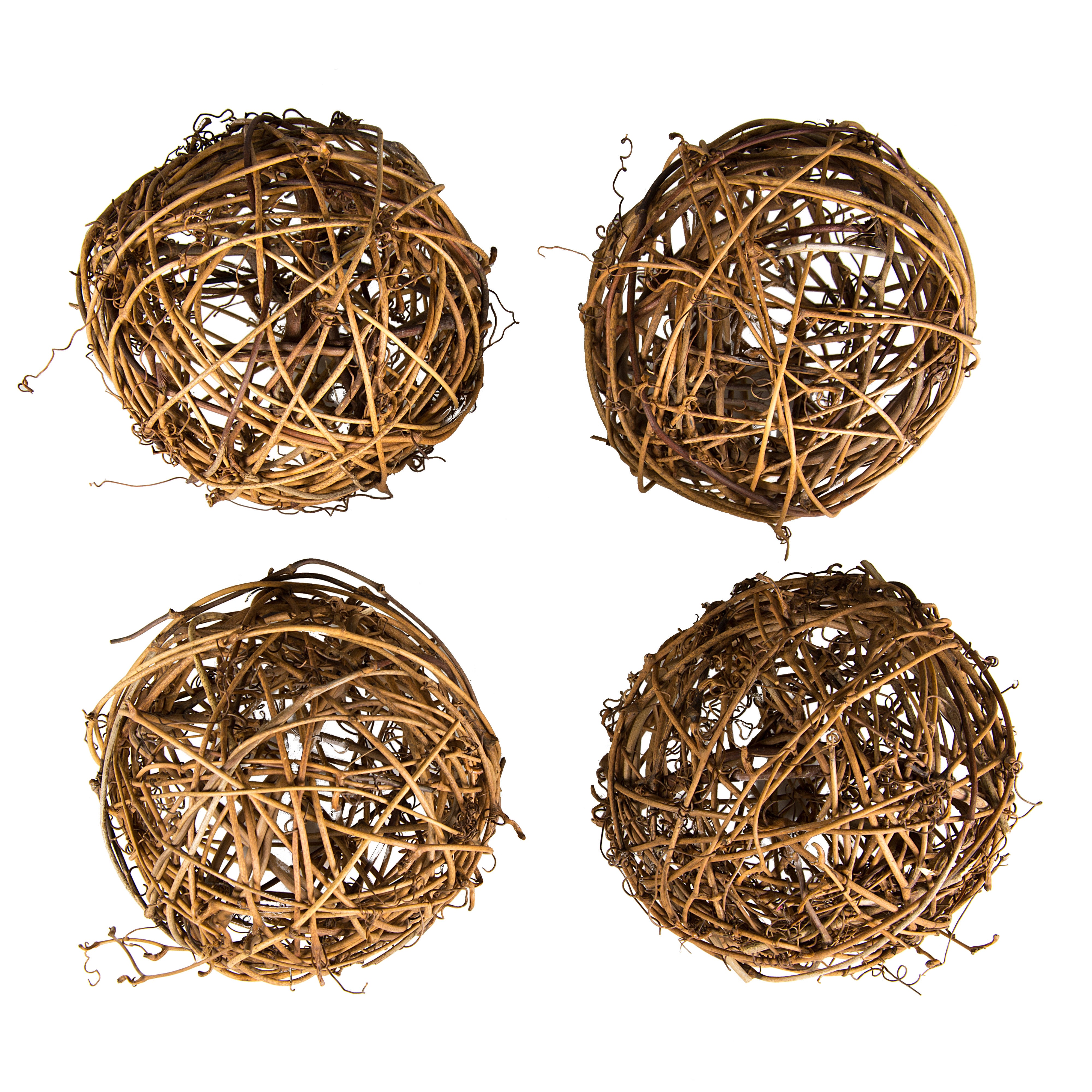 4" Woven Rattan Balls (Set of 4): Natural Item Number: M6901