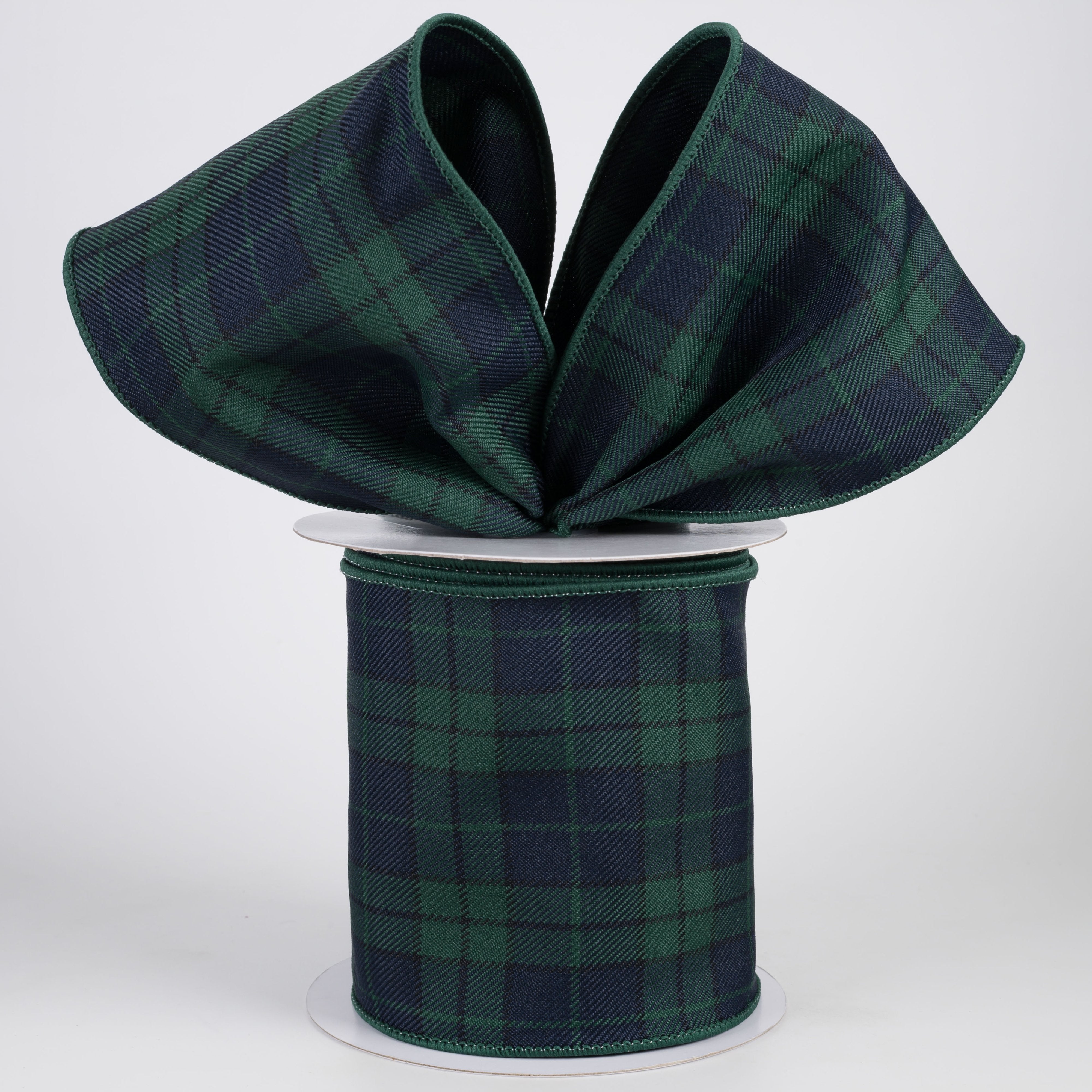 4" Woven Tartan Ribbon: Preppy Black Watch Plaid (10 Yards) Lifestyle Photo