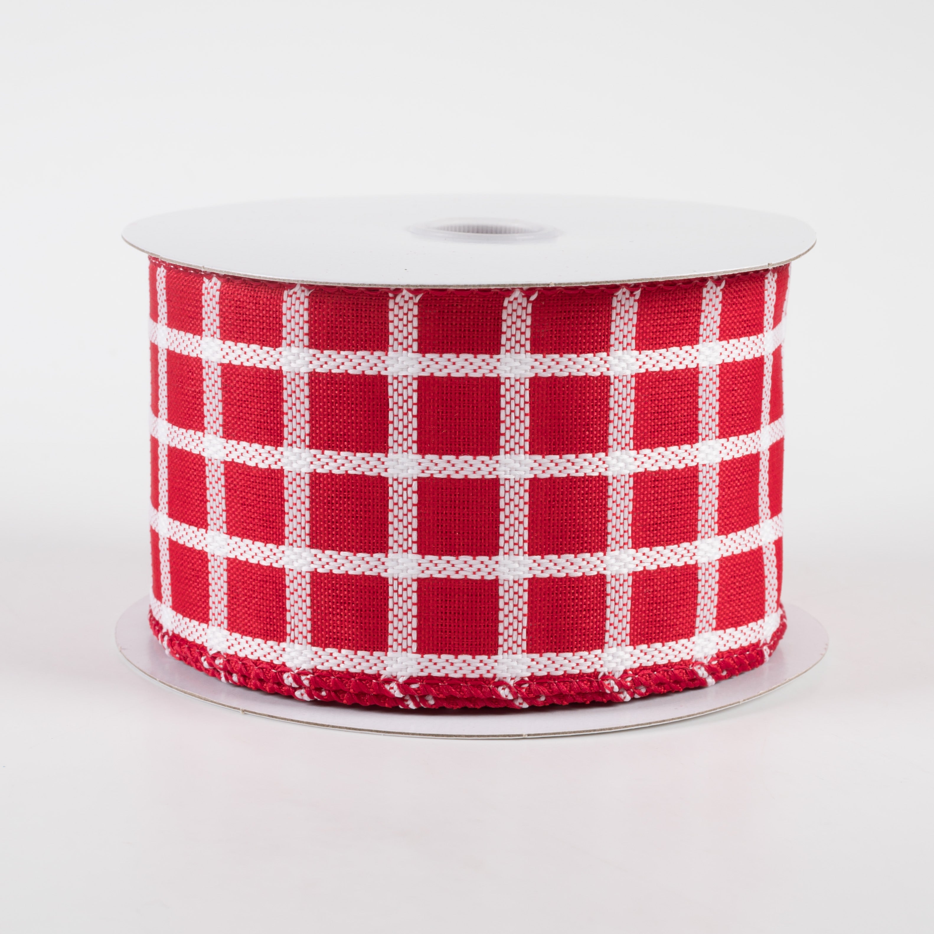 2.5" Woven Trellis Ribbon: Red & White (10 Yards) Item Number: 71220-40-12