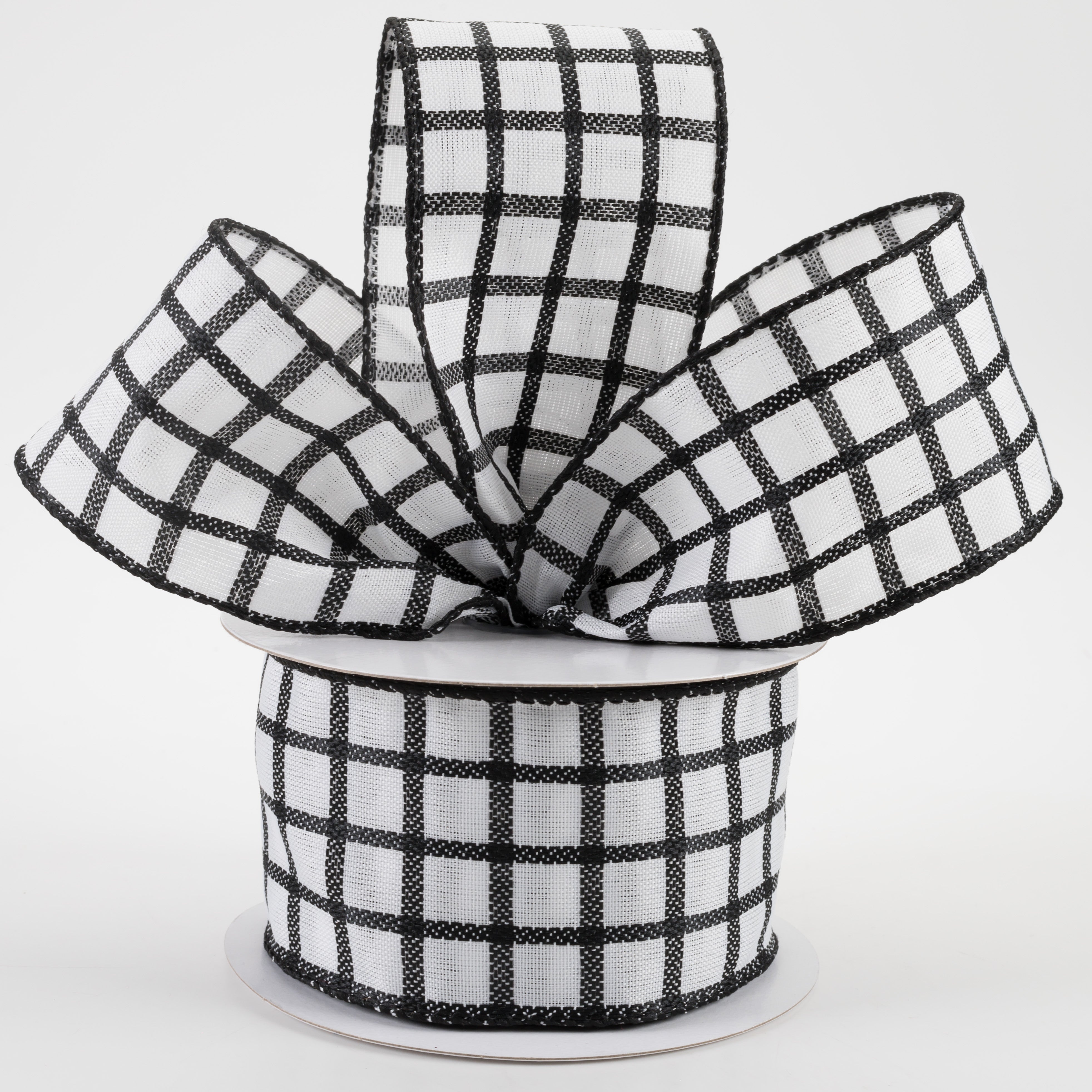 2.5" Woven Trellis Ribbon: White & Black (10 Yards) Lifestyle Photo
