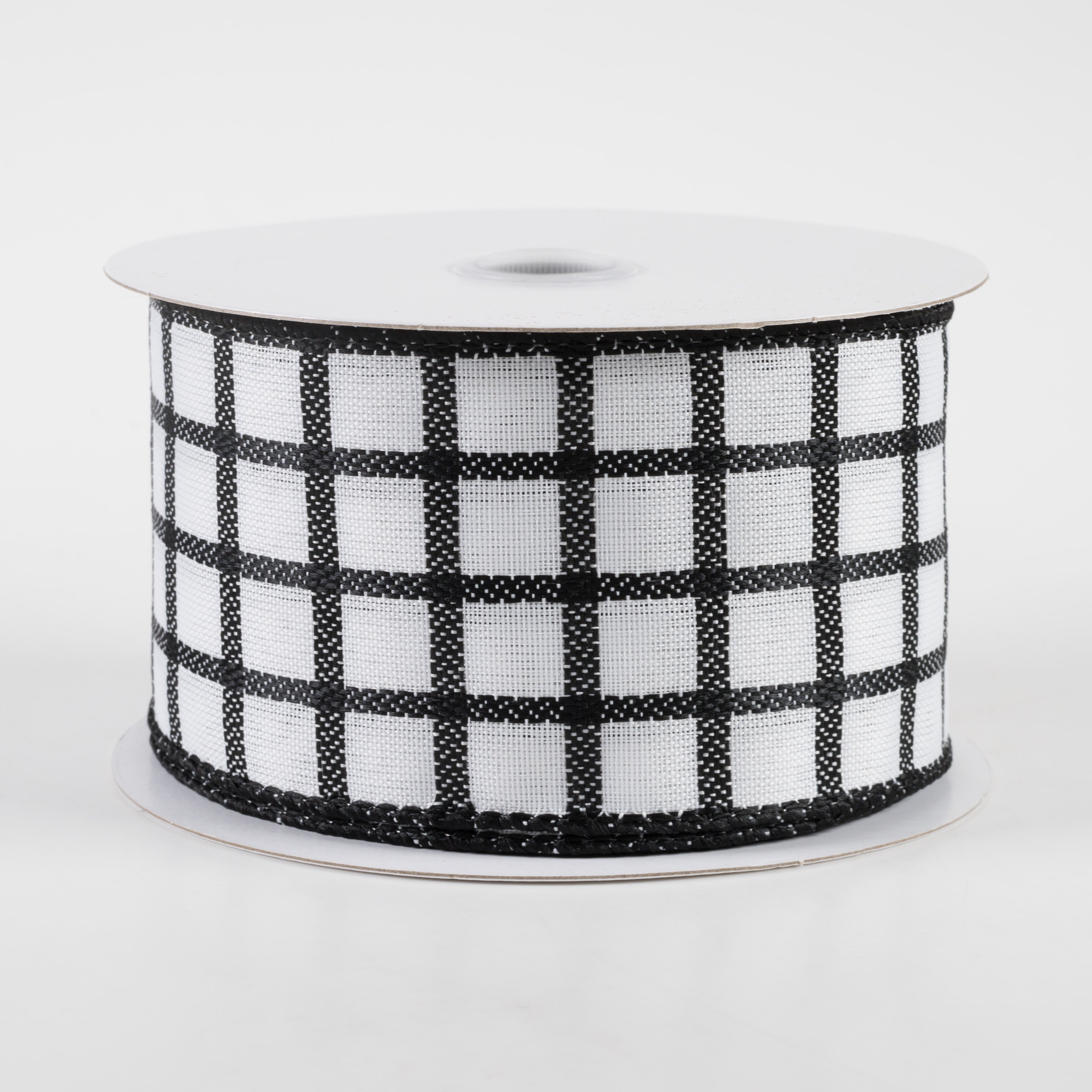 2.5" Woven Trellis Ribbon: White & Black (10 Yards)