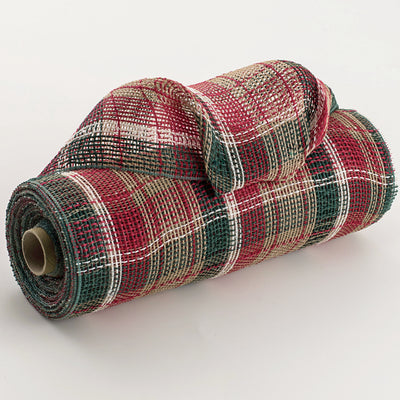10" Fabric Plaid Mesh: Red, Green, Natural, Cream, White
