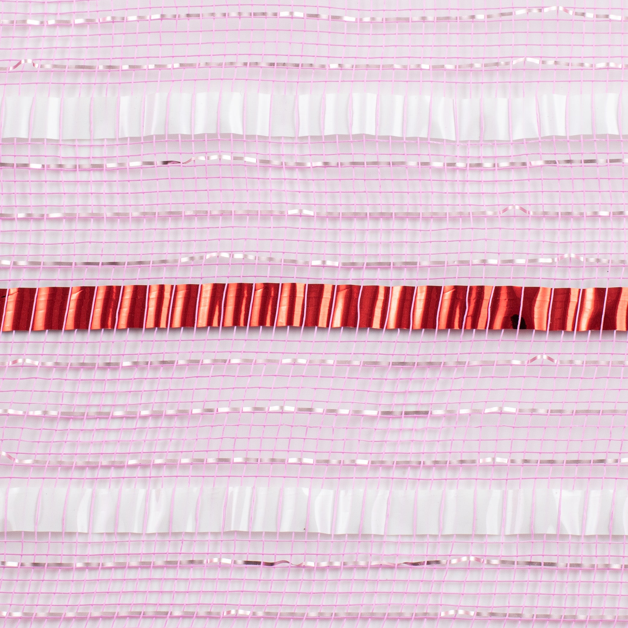 10" XL Wide Foil Stripe Mesh: Pink, Red, White detail photo 3