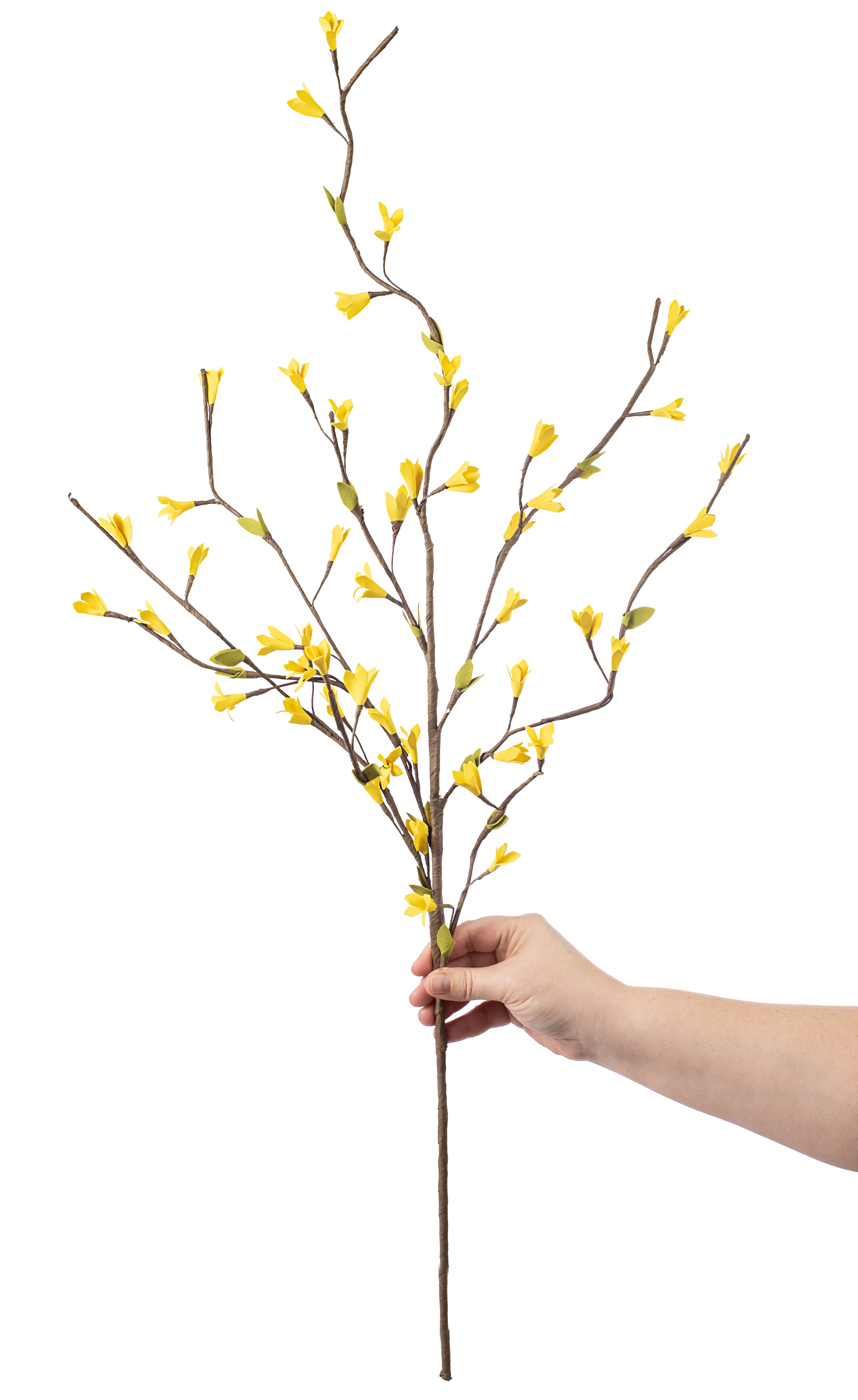 34" Yellow Forsythia Leaf Spray detail photo 3