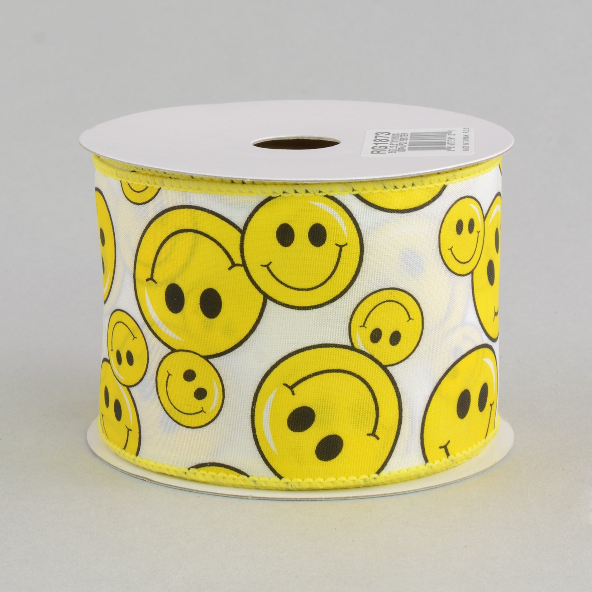2.5" Yellow Smiley Face Ribbon (10 Yards)