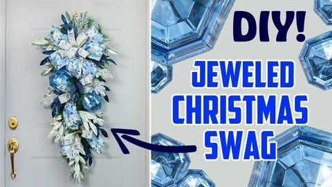 Blue Gems & Poinsettia Holiday Swag Tutorial