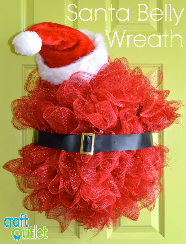 Deco Mesh Santa Belly Wreath from a Half-Ball Work Form
