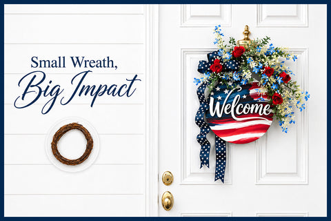 Small Wreath, Big Impact: How to Turn an inexpensive 9" Wreath Into Eye-Catching Door Decor