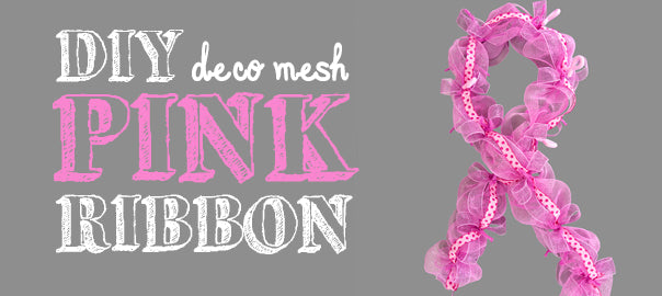 Making a Pink Awareness Ribbon with Deco Mesh