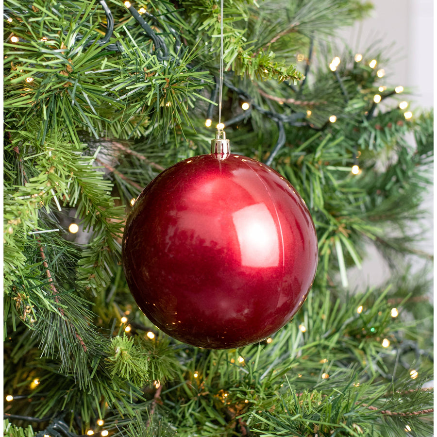 120MM Plastic Ball Ornament: Candy Apple Burgundy (Set of 2)