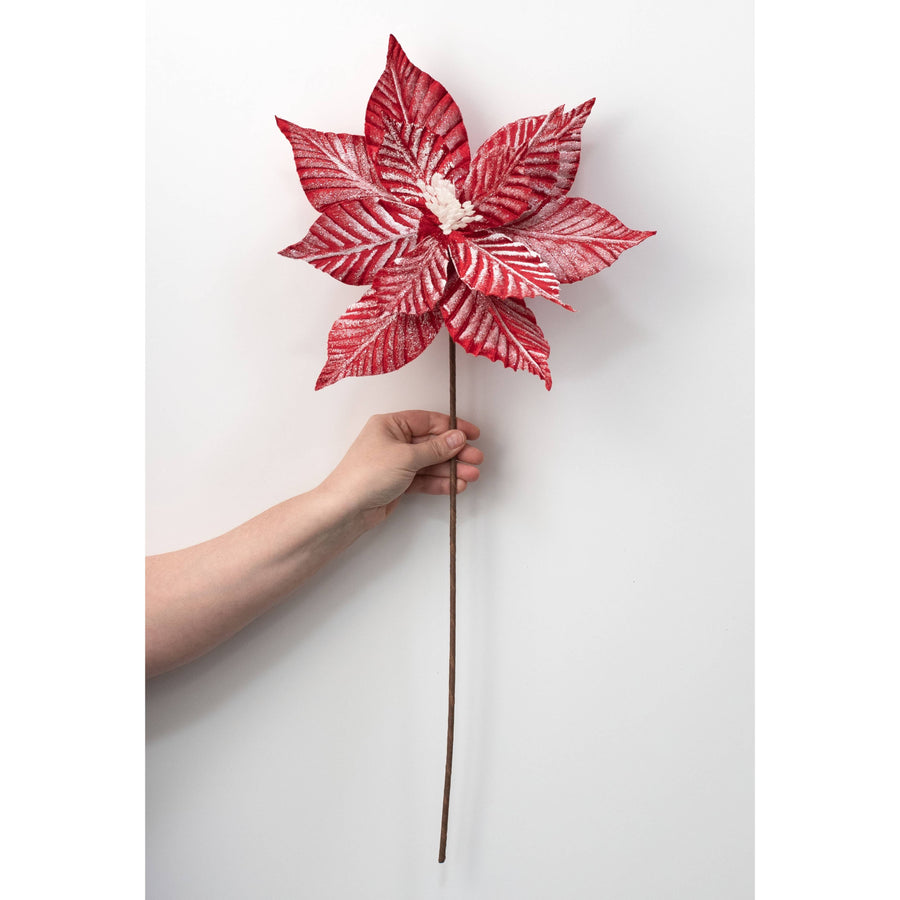 14" x 28" Striped Poinsettia Stem: Red & White
