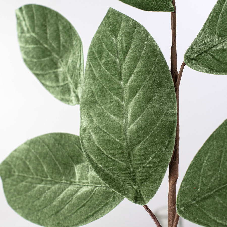 25" Velvet Magnolia Leaves Spray: Sage Green