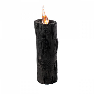 7" Battery Operated Wooden Faux LED Candle: Black