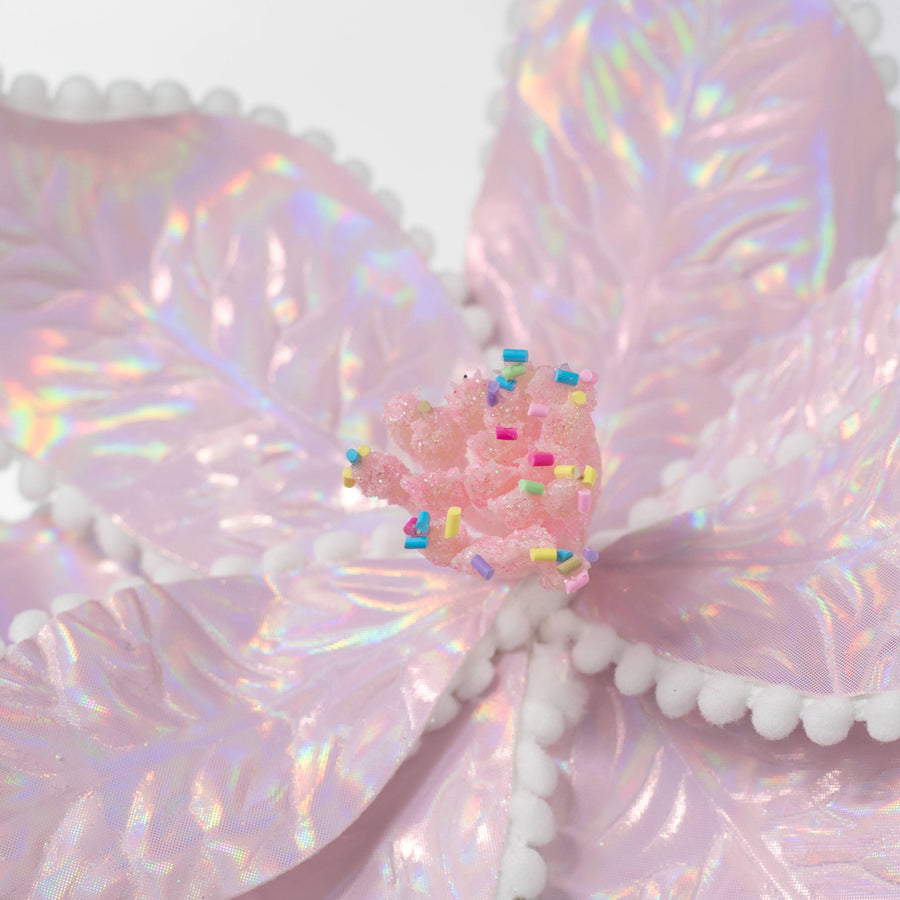 24" Iridescent Poinsettia Sprinkles Stem: Candy Pink