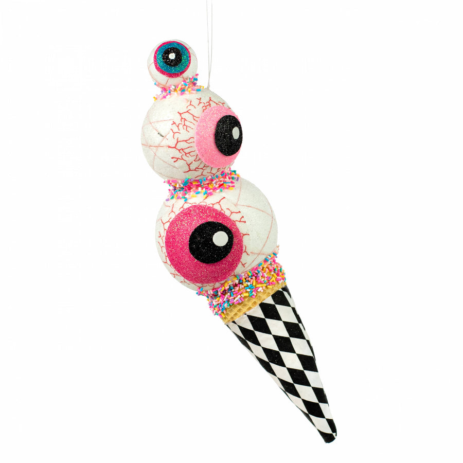 13" EyesCream Ornament: Harlequin Pink Eyeballs Ice Cream