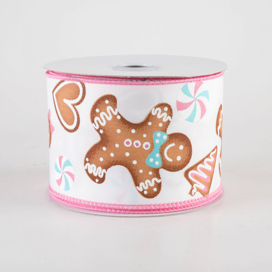 2.5" Gingerbread, Cookies & Candy Ribbon: Pink & Blue