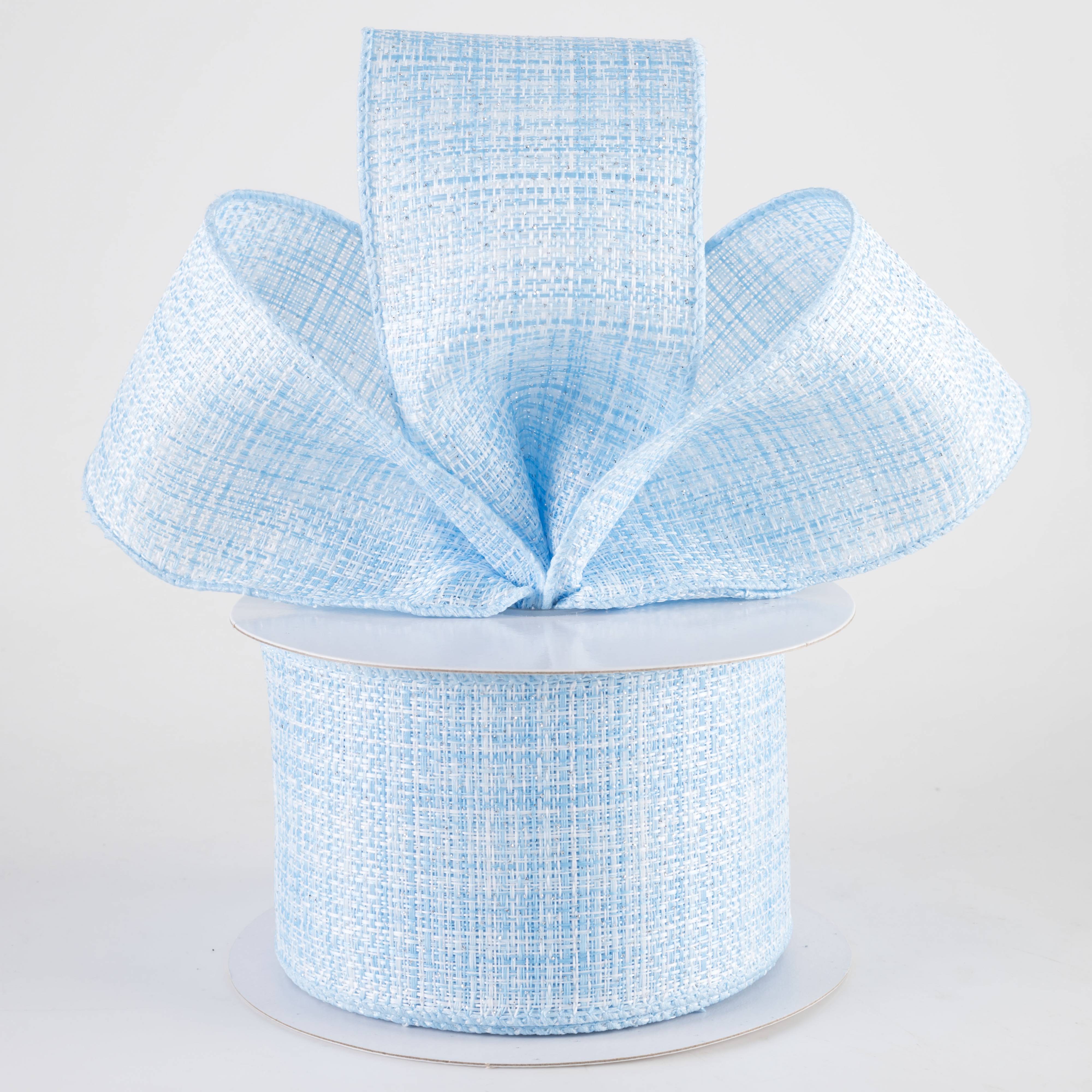 2.5" Glittered Tweed Ribbon: Light Blue, White & Silver (10 Yards)
