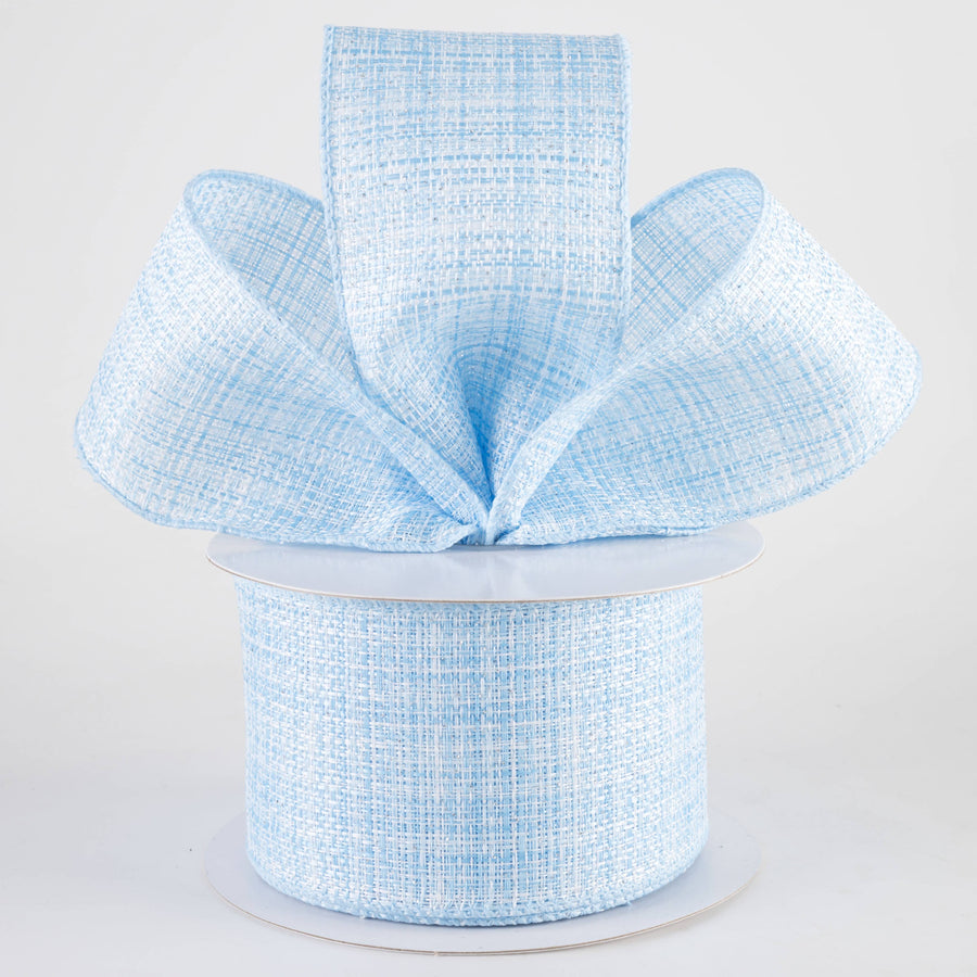 2.5" Glittered Tweed Ribbon: Light Blue, White & Silver (10 Yards)