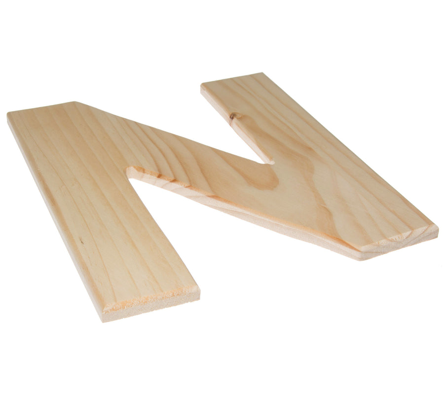 12" Natural Wood Letter: N