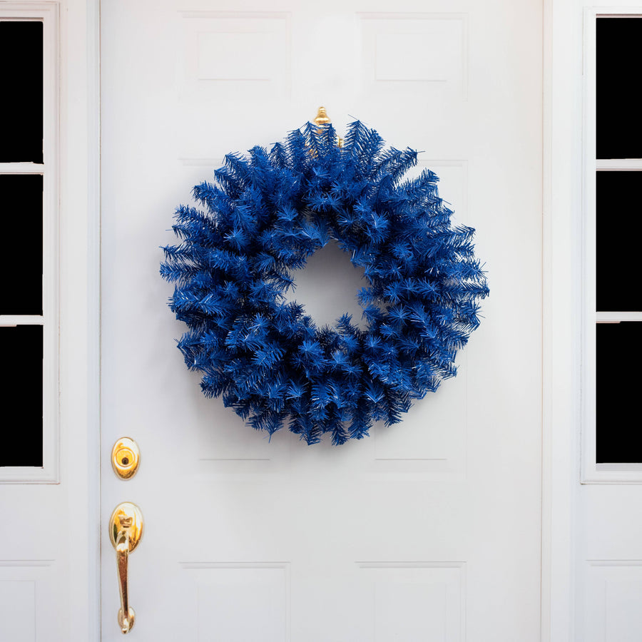 24" PVC Pine Wreath: Blue