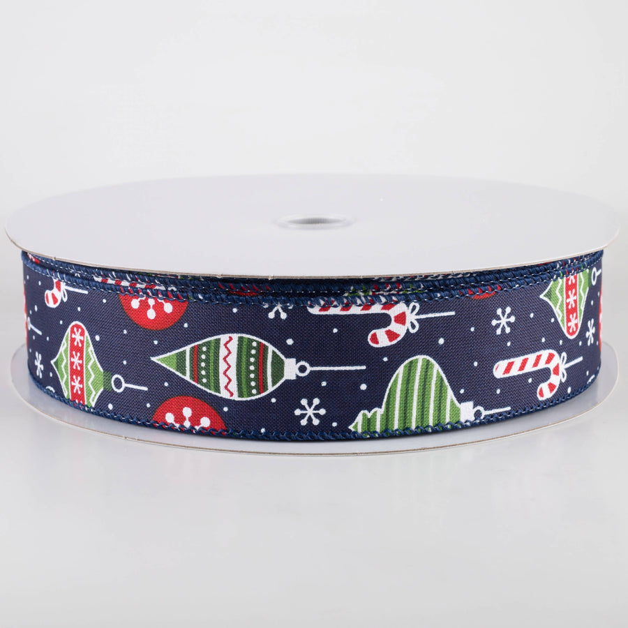 1.5" Hanging Christmas Ornaments Ribbon: Navy (50 Yards)