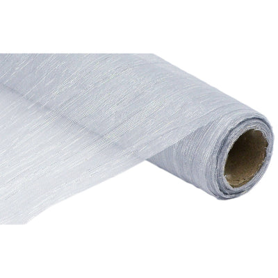 17" Crinkle Fabric Roll: Metallic Silver (5 Yards)