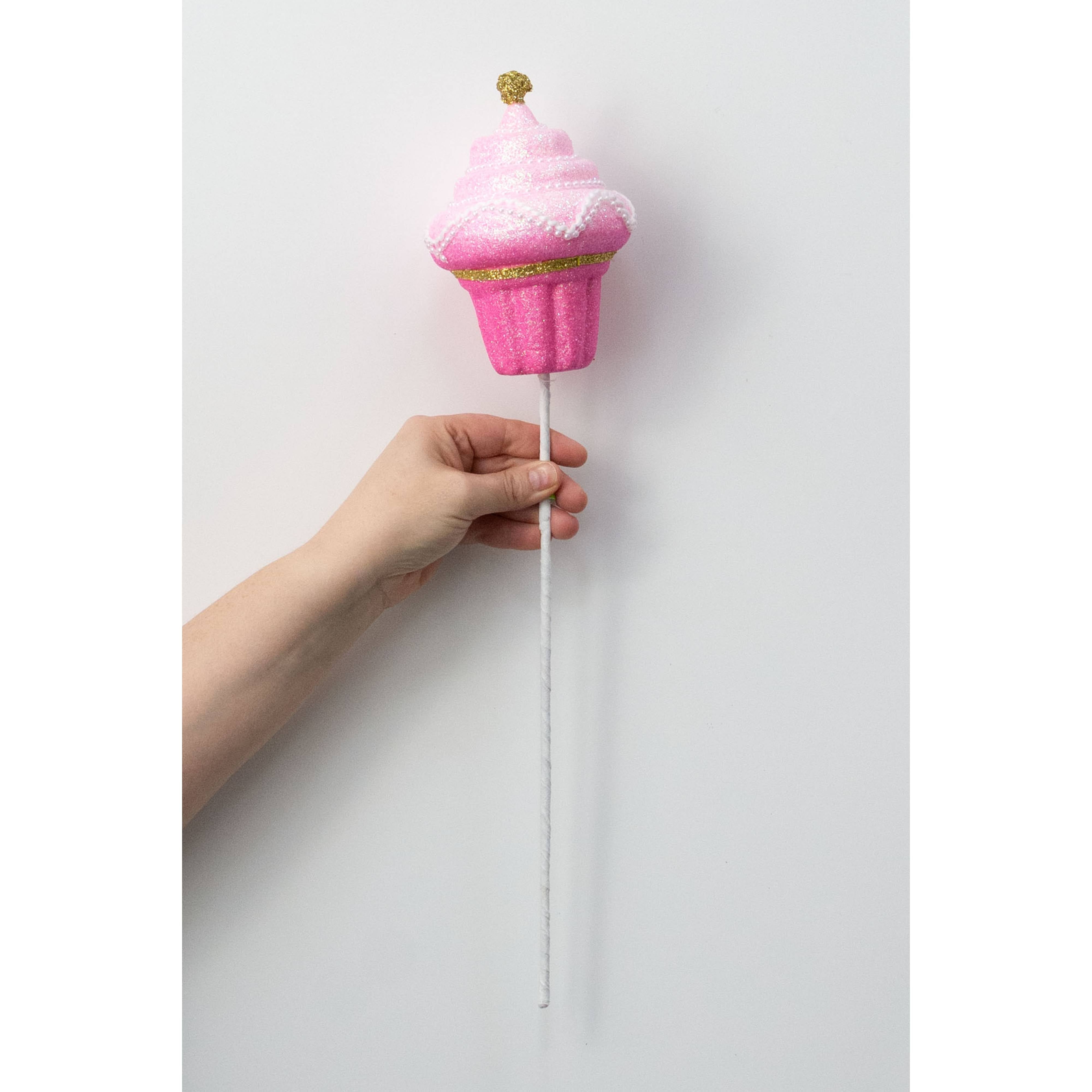 18" Beaded Cupcake Pick: Pink