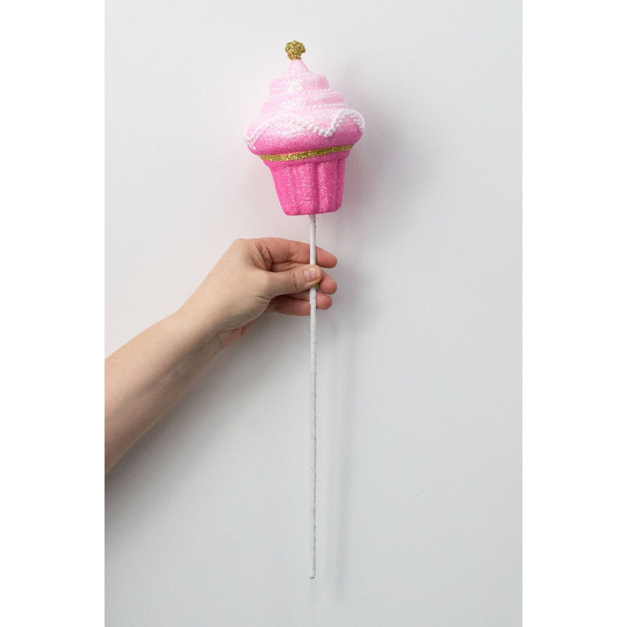 18" Beaded Cupcake Pick: Pink