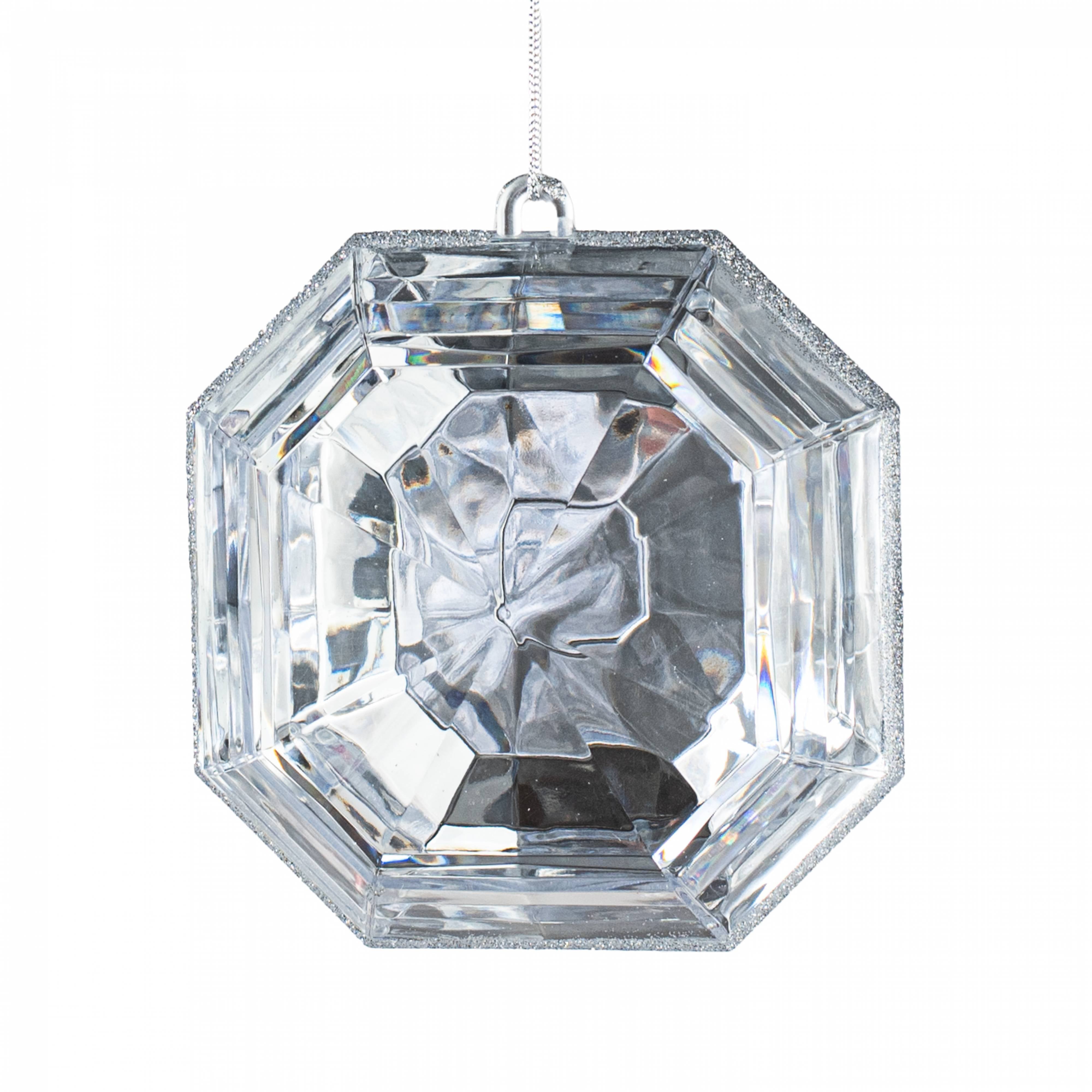 6" Jewel Gem Ornament: Silver