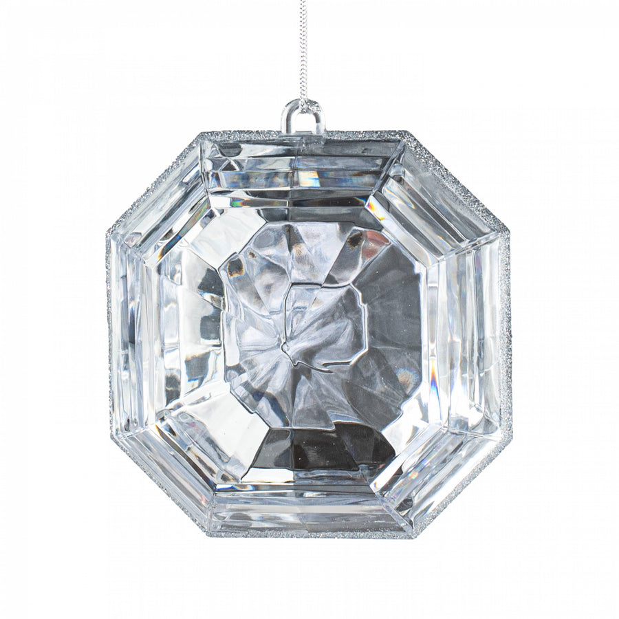 6" Jewel Gem Ornament: Silver