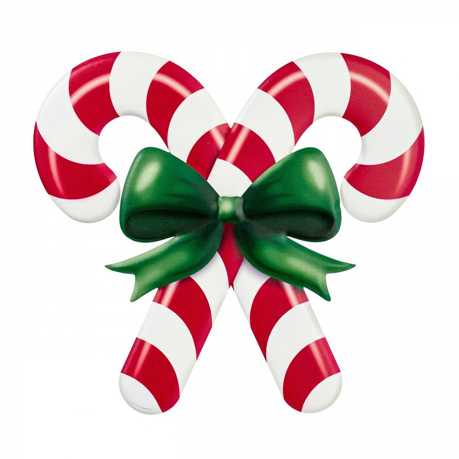 13" Metal Embossed Hanger: Red & White Candy Canes