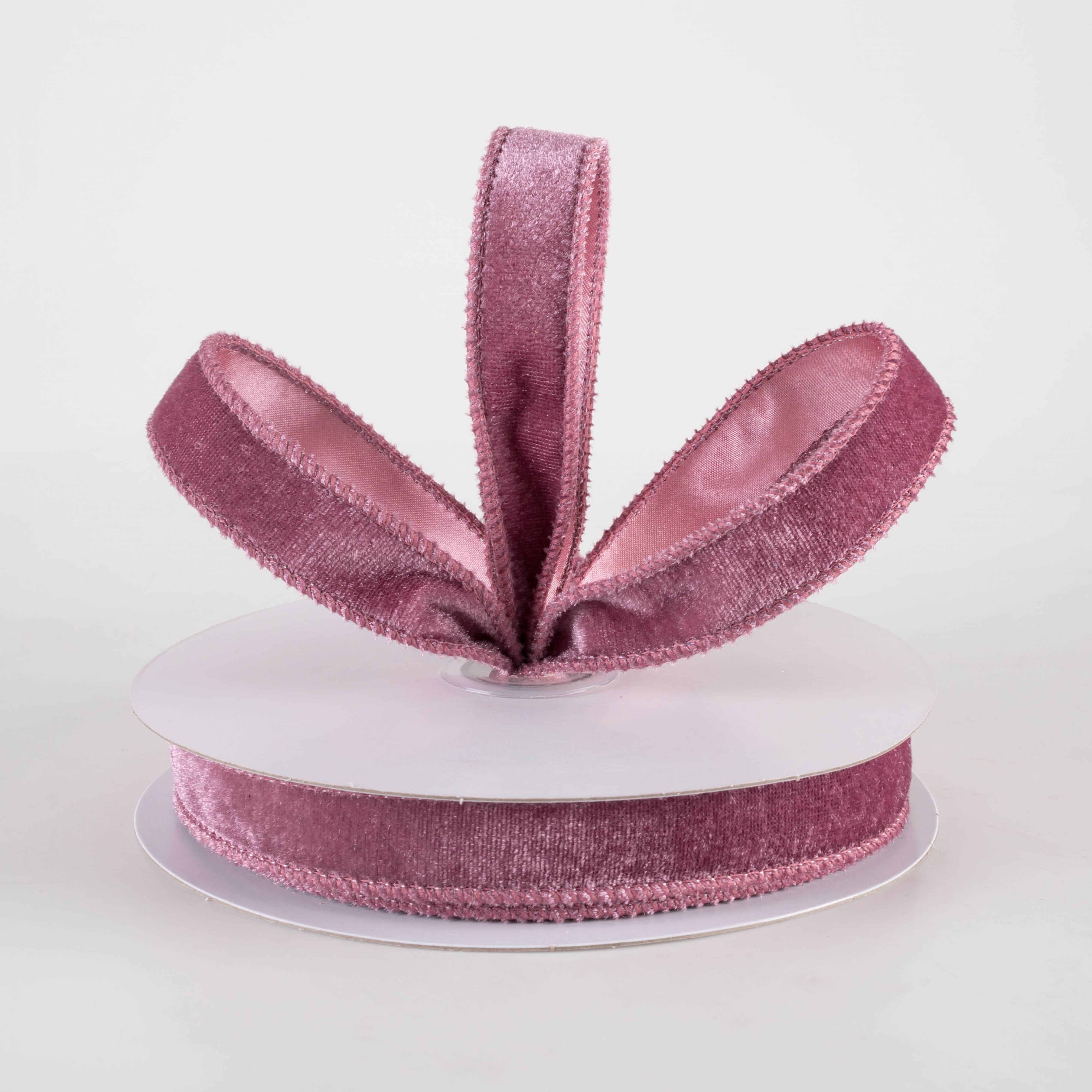 7/8" Deluxe Velvet Satin Backing Ribbon: Dusty Rose (10 Yards)