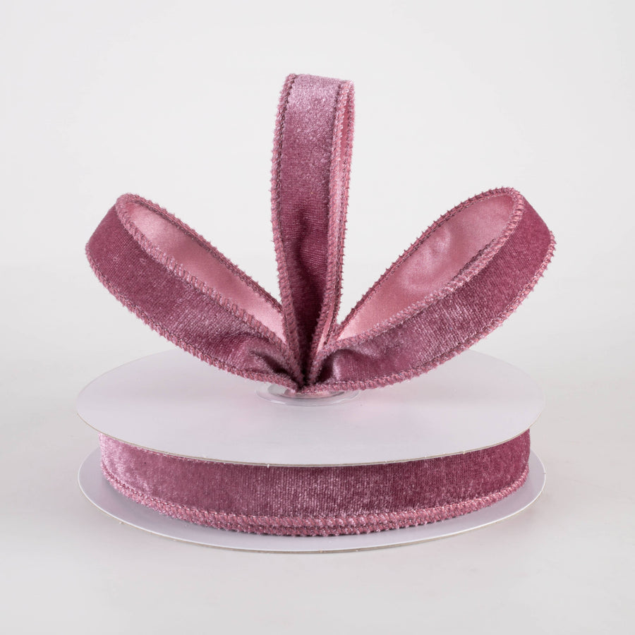 7/8" Deluxe Velvet Satin Backing Ribbon: Dusty Rose (10 Yards)