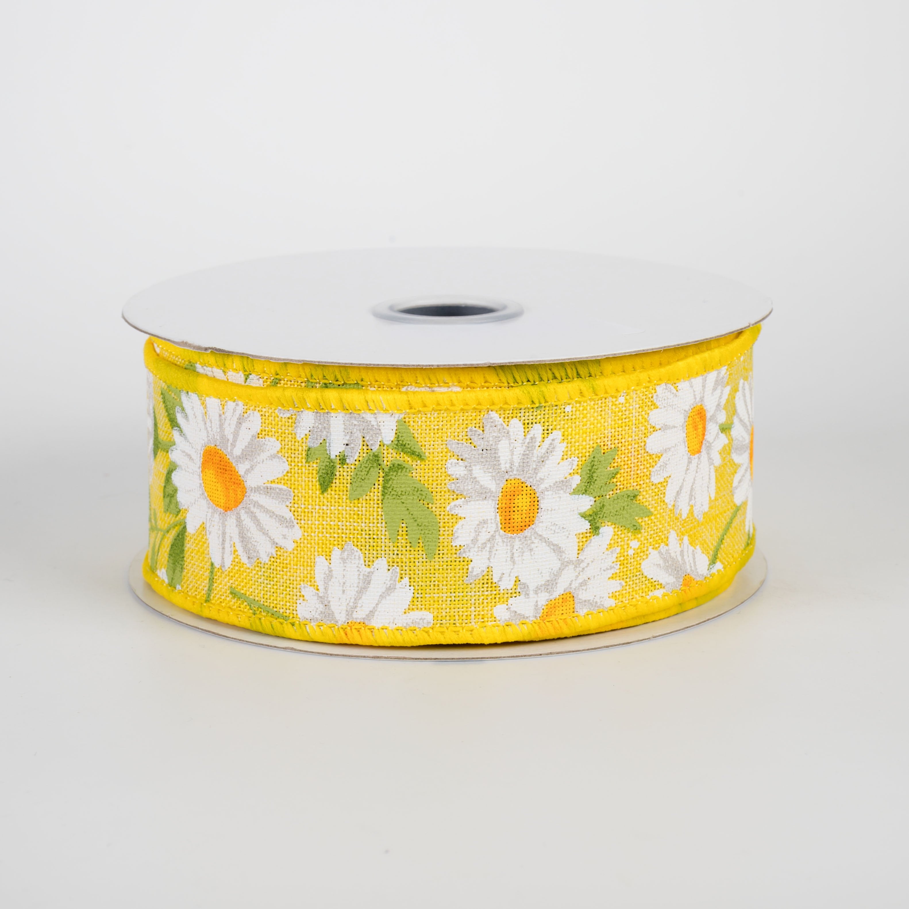 1.5" Daisies & Greenery Ribbon: Yellow (10 Yards) Item Number: RGH126529
