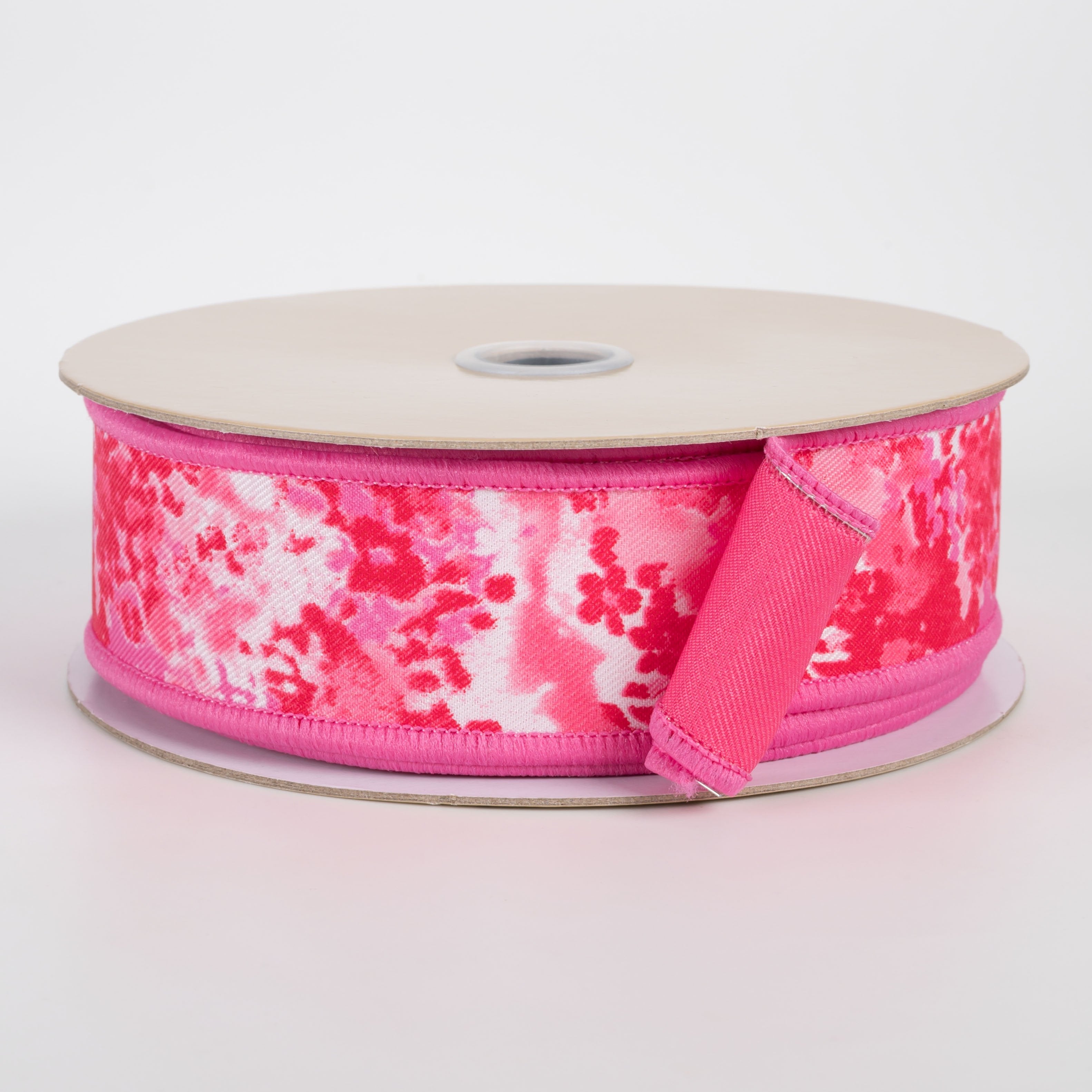 1.5" Double Sided Fused Abstract Print Ribbon: Pinks & Red (10 Yards) Item Number: LX331124