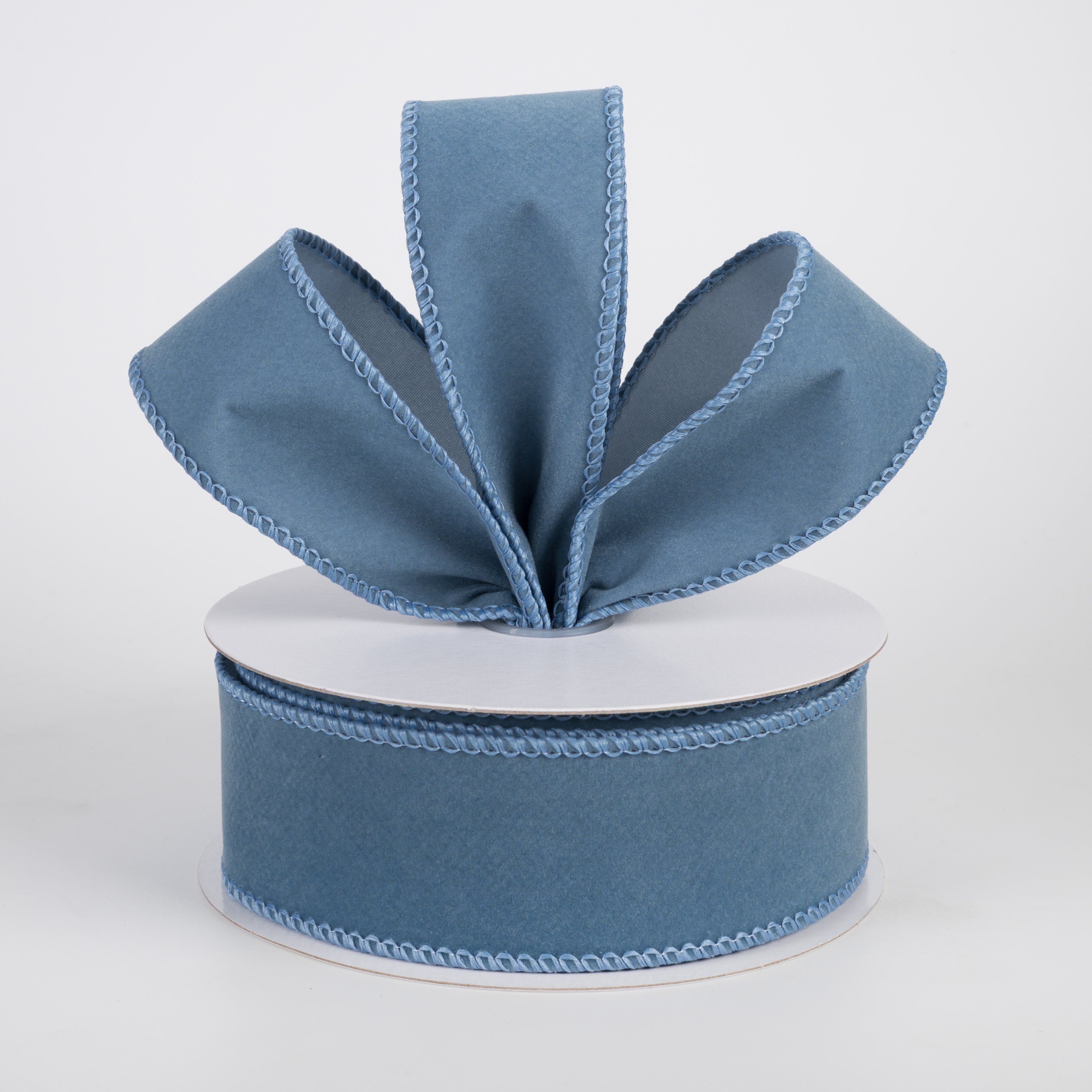 1.5" Flat Velvet Ribbon: Dusty Blue (10 Yards) Lifestyle Photo