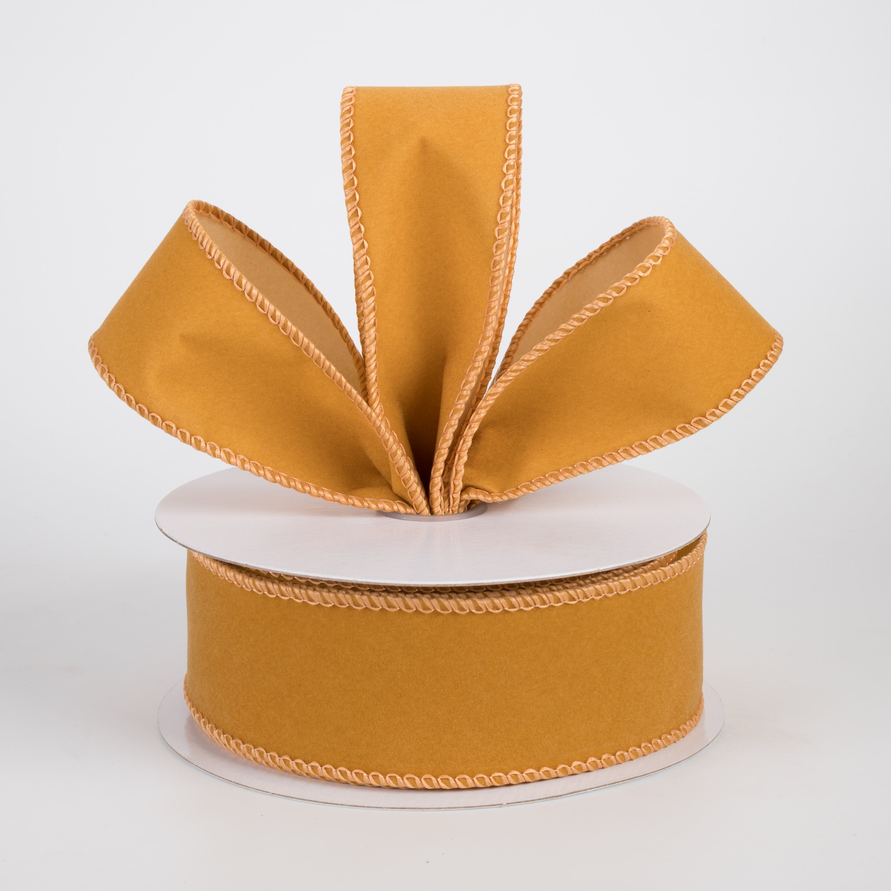 1.5" Flat Velvet Ribbon: Golden Tan (10 Yards) Lifestyle Photo