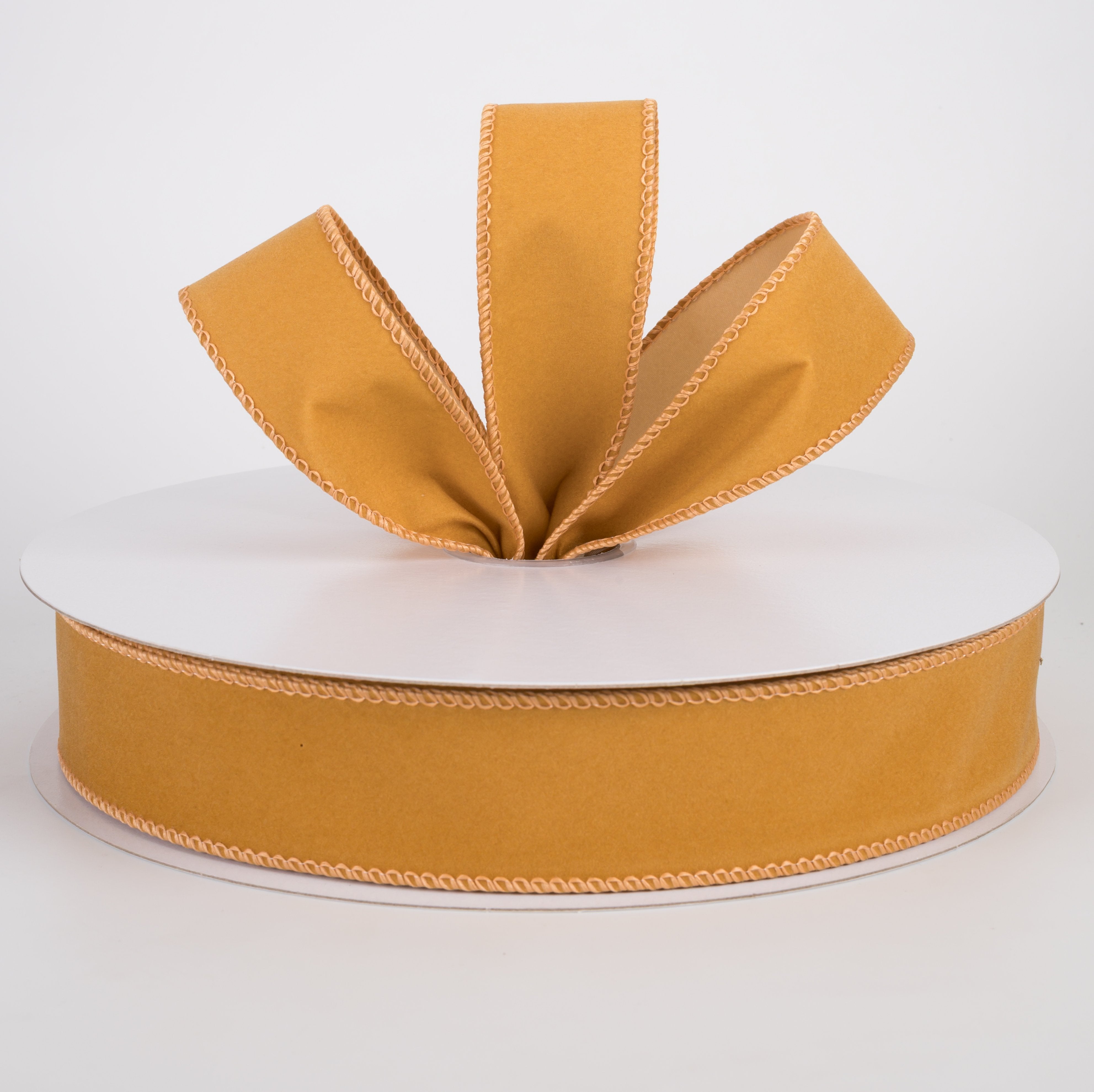 1.5" Flat Velvet Ribbon: Golden Tan (50 Yards) Lifestyle Photo
