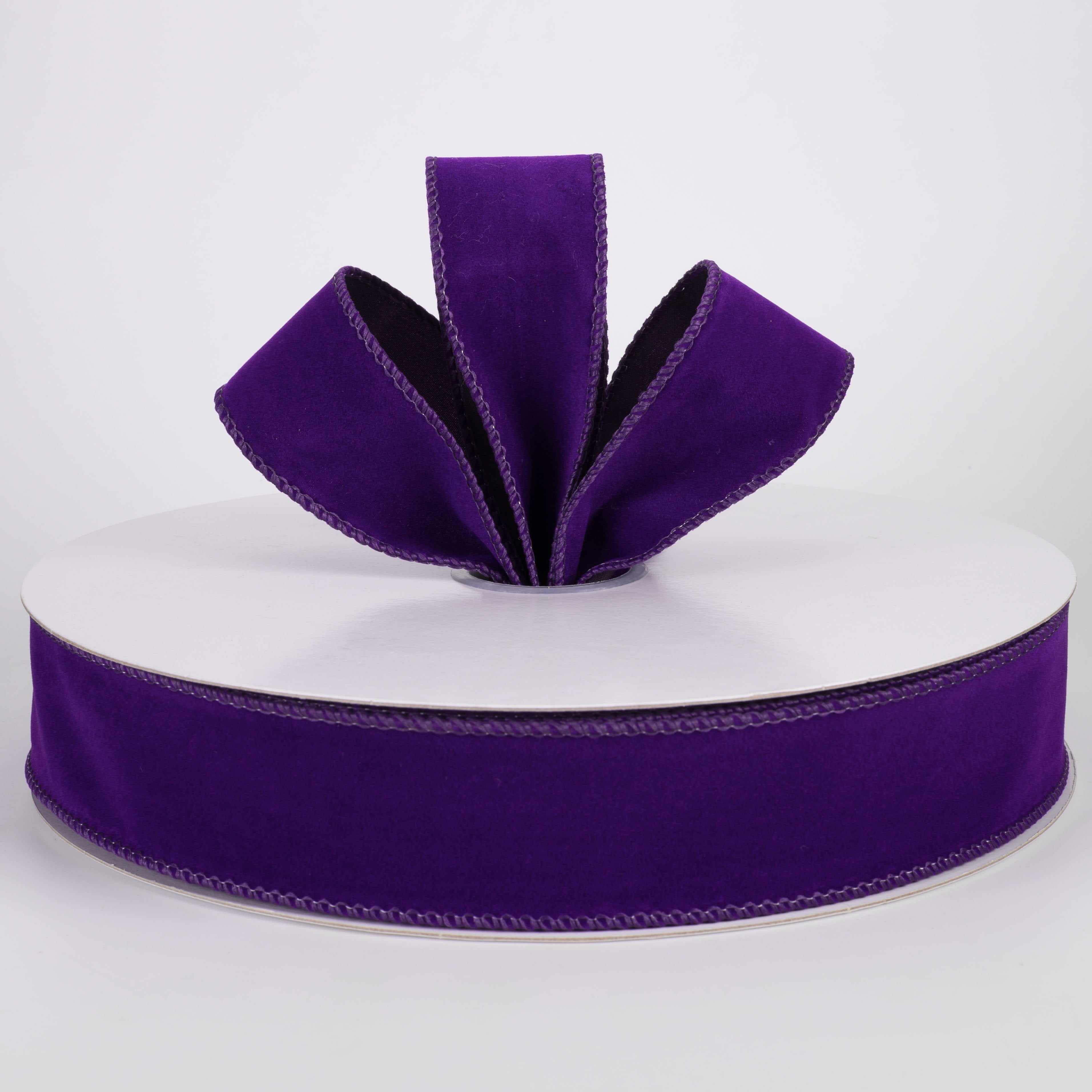 1.5" Flat Velvet Ribbon: Royal Purple (50 Yards) Lifestyle Photo